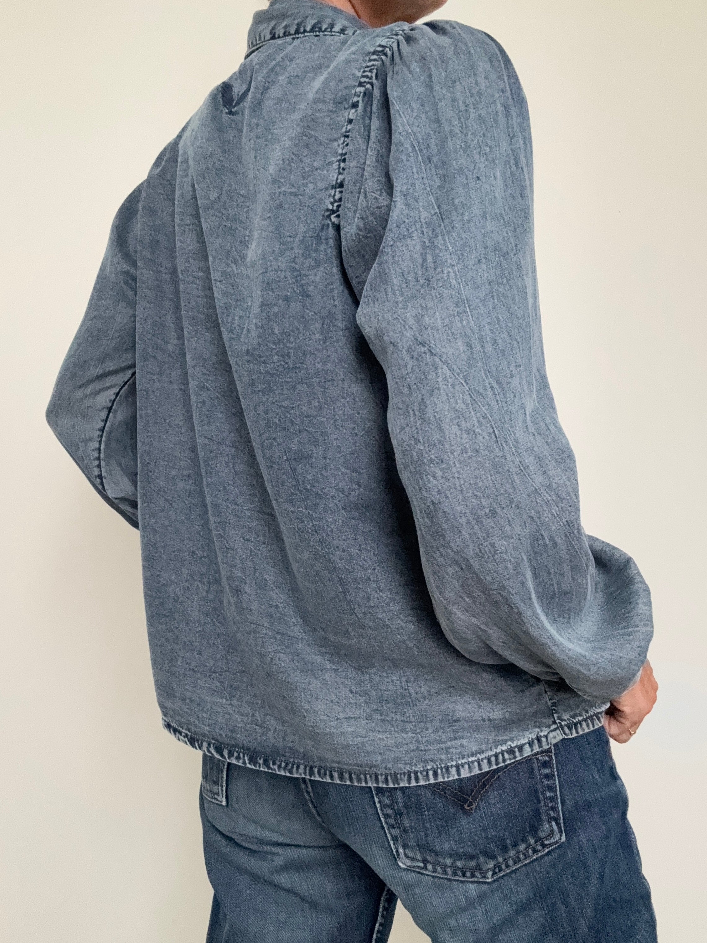 Camisa Balloon Sleeve Denim | Shirts
