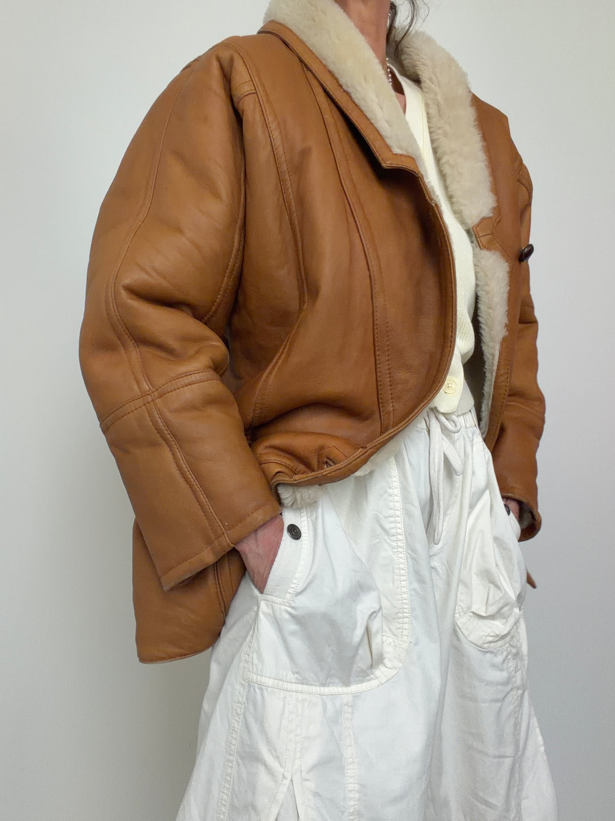 Vintage Cognac Shearling Coat