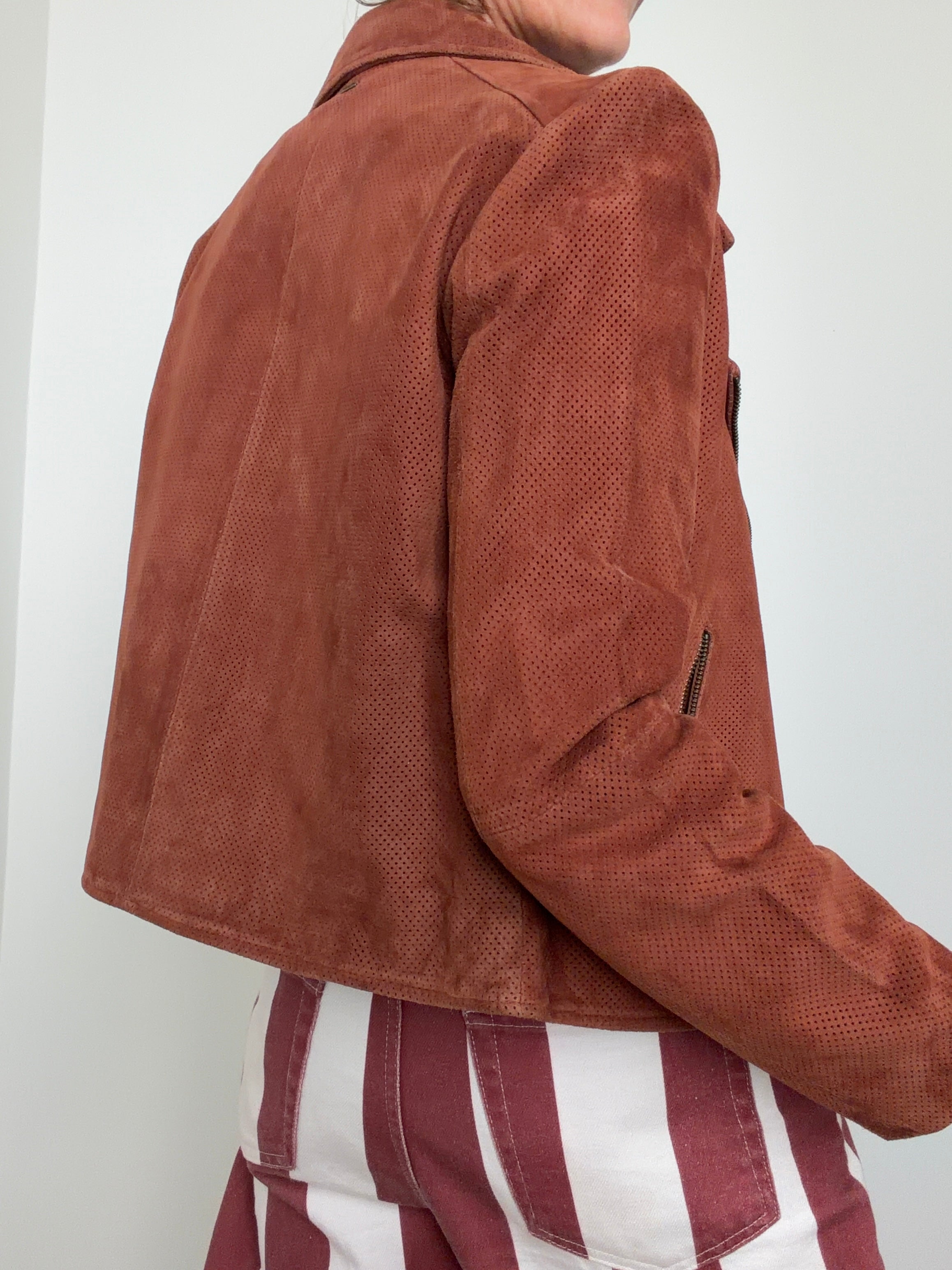 Perforated Suede Biker Jacket
