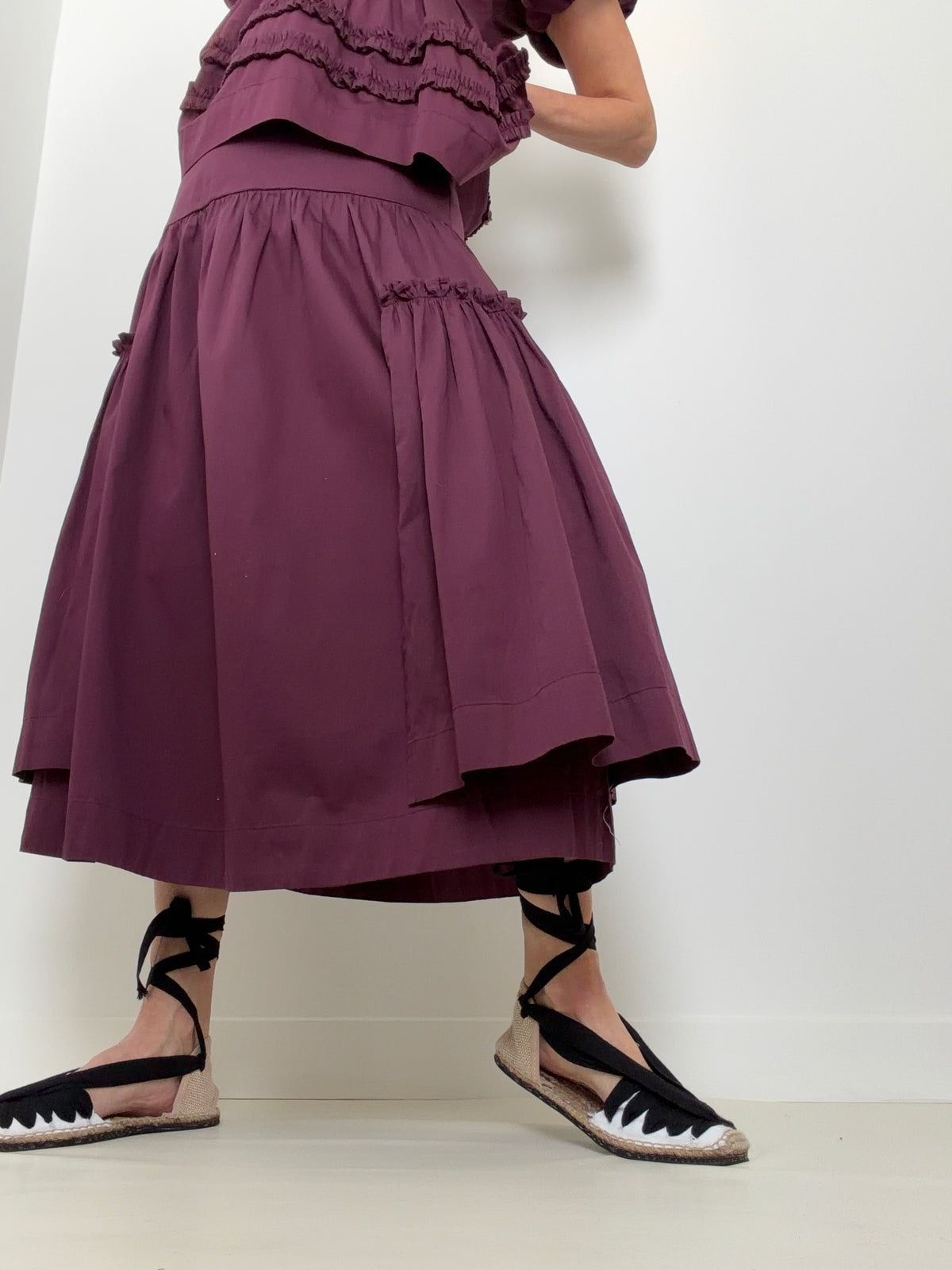 Layla Shirred Midi Skirt Plum