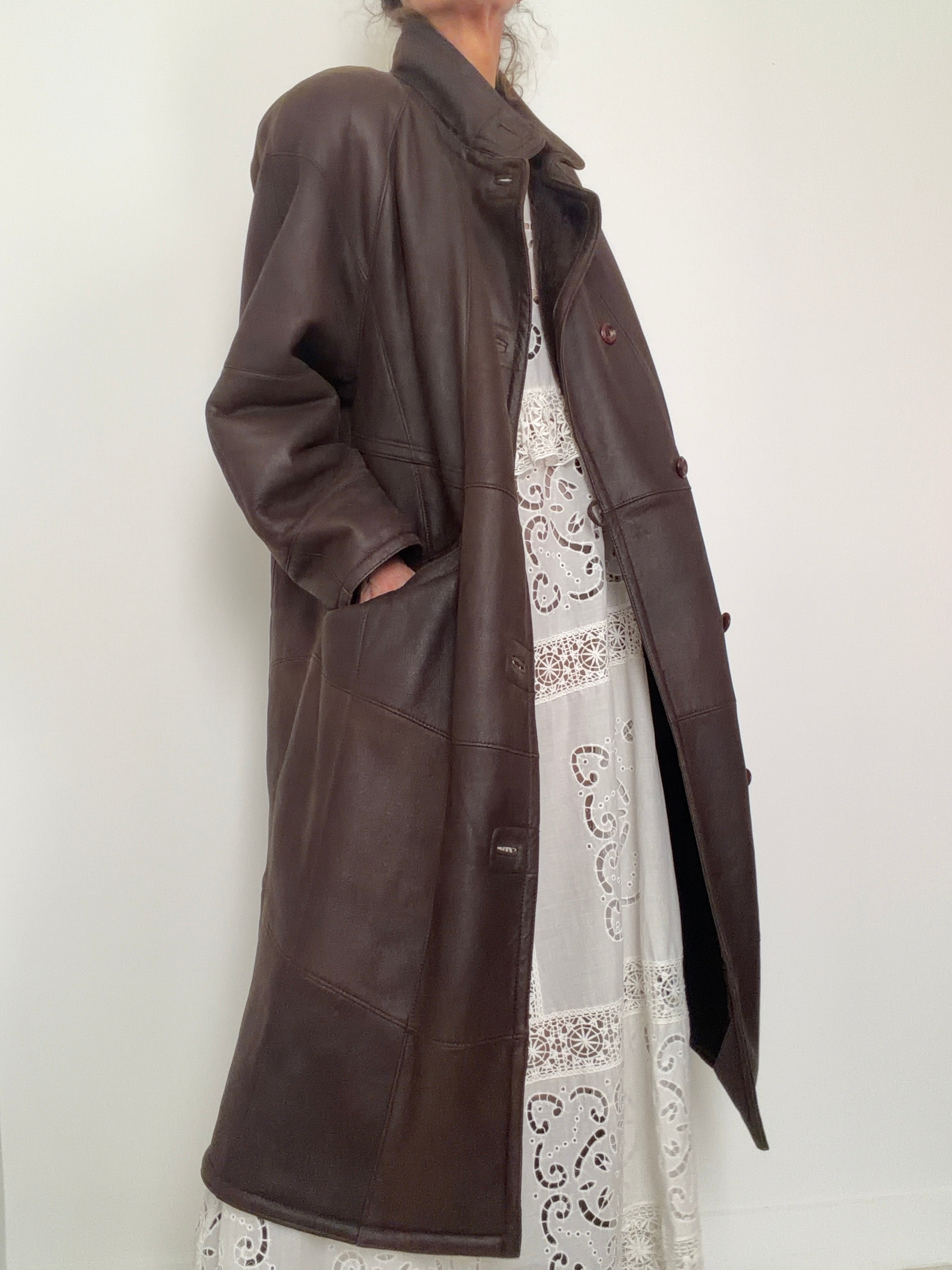 Vintage 80,s Shearling Maxi Coat