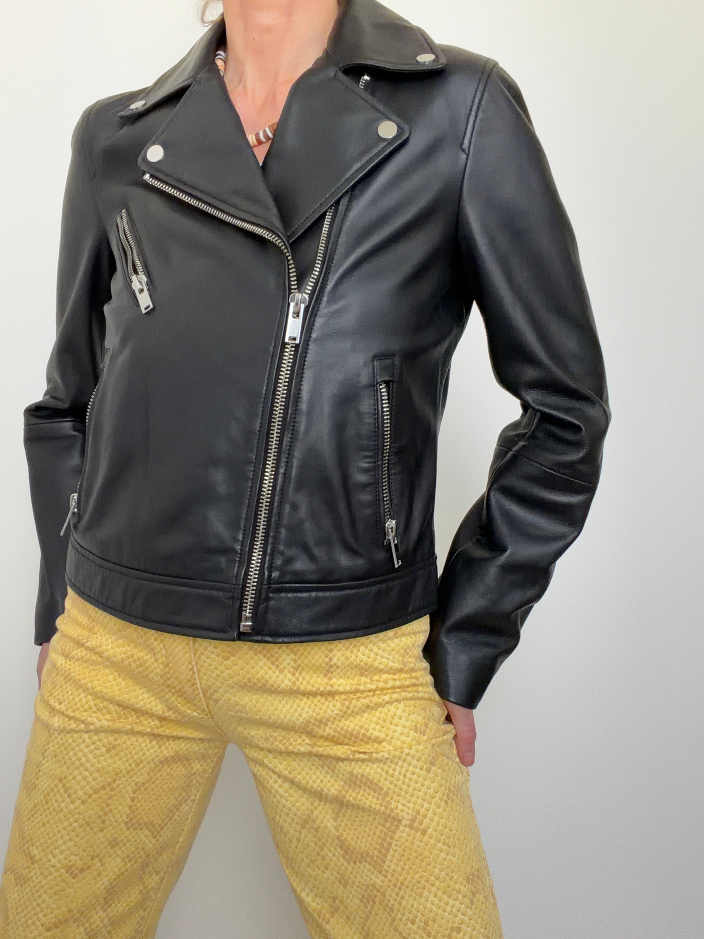 Classic Black Biker Jacket Leather