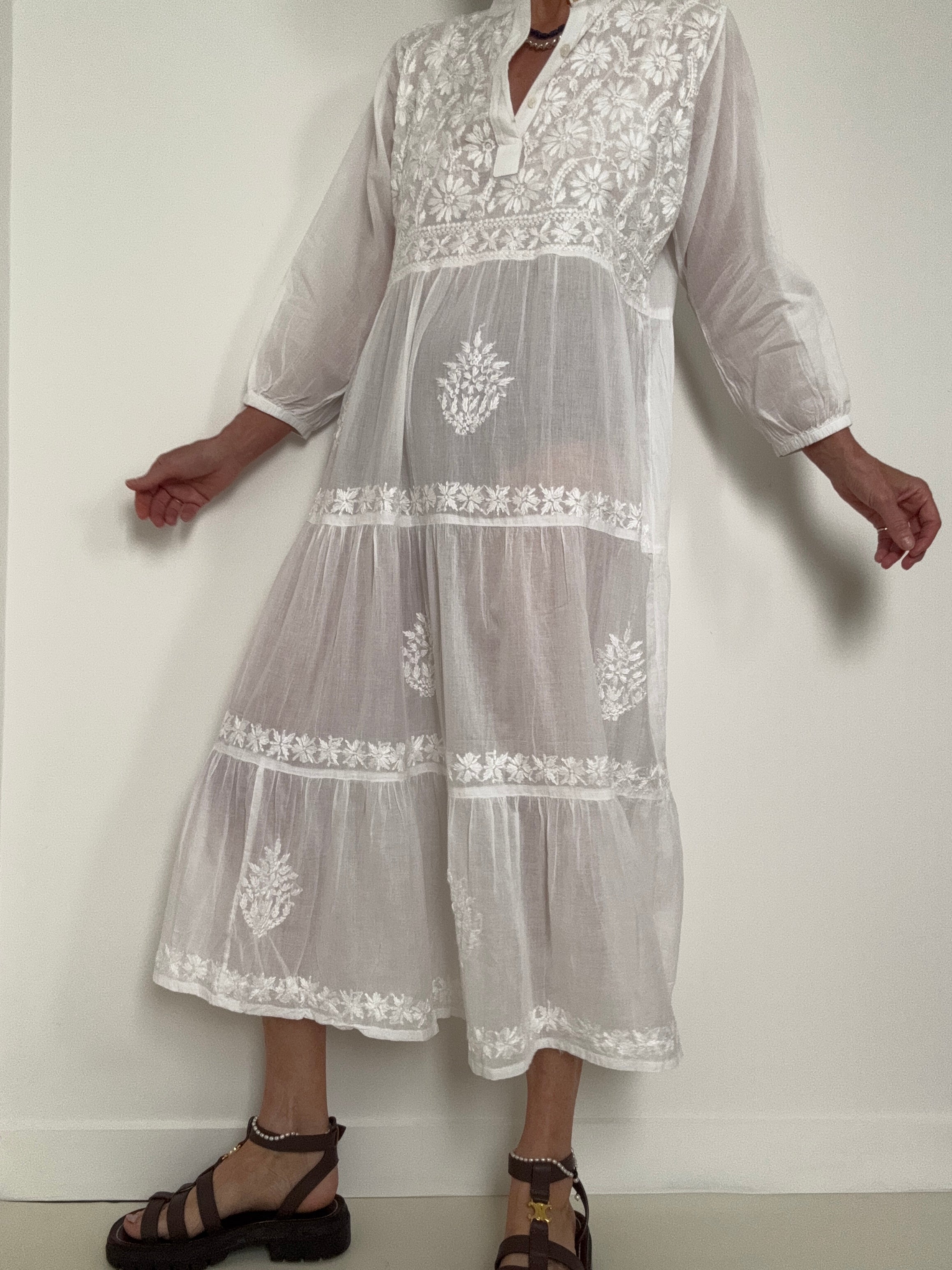 Future Nomads Dresses Tiered Cotton Voile Dress