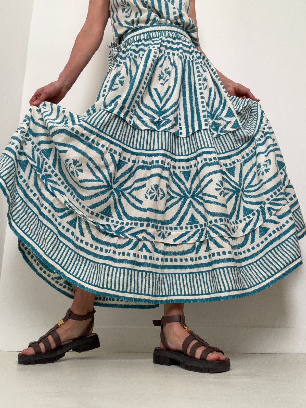 Teal Print Skirt