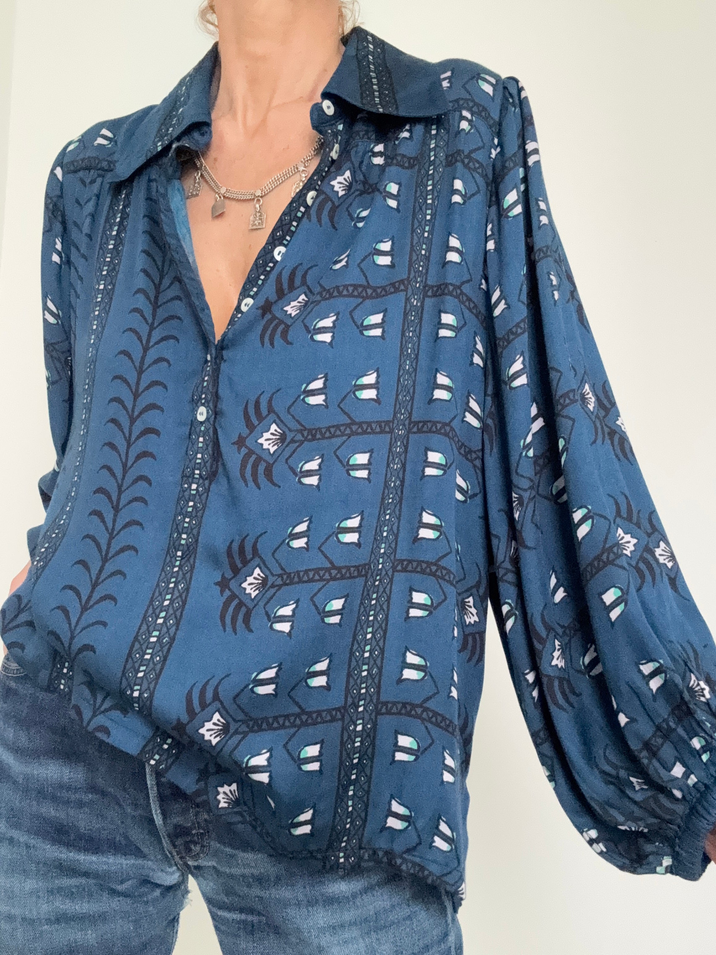 Ink Block Print Blouse