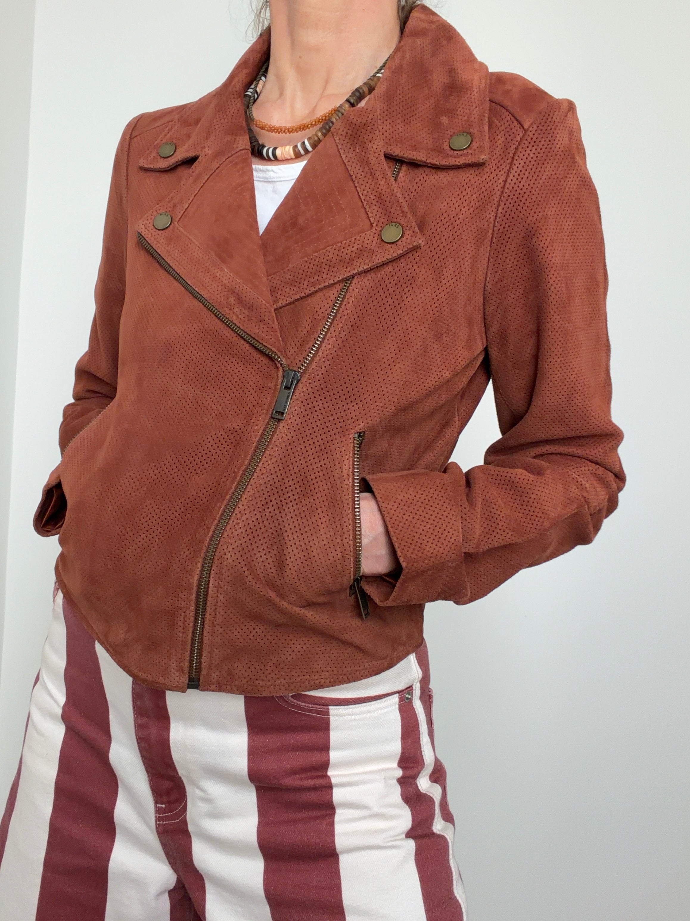 Perforated Suede Biker Jacket
