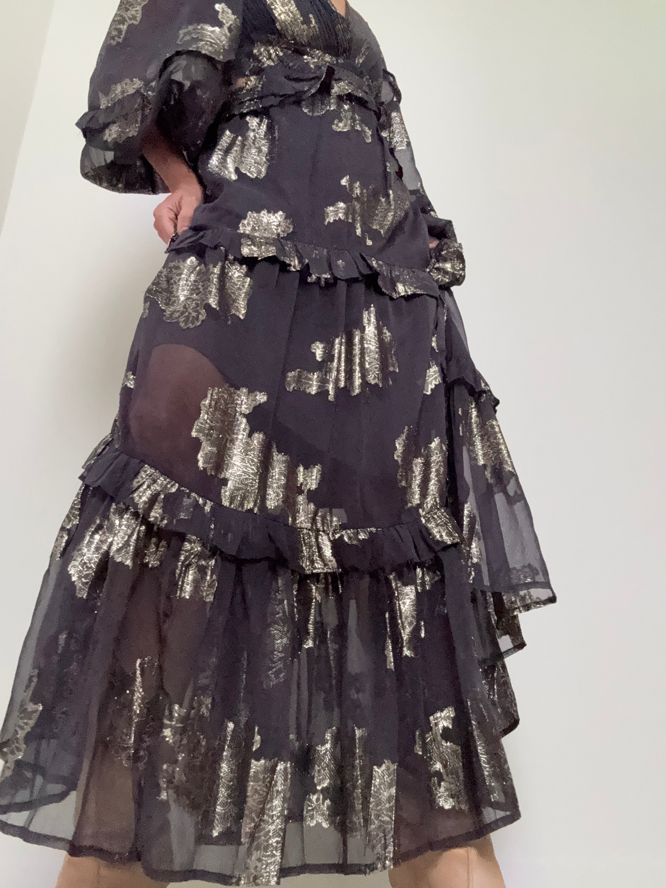 Lurex Floral Maxi Dress | Dresses