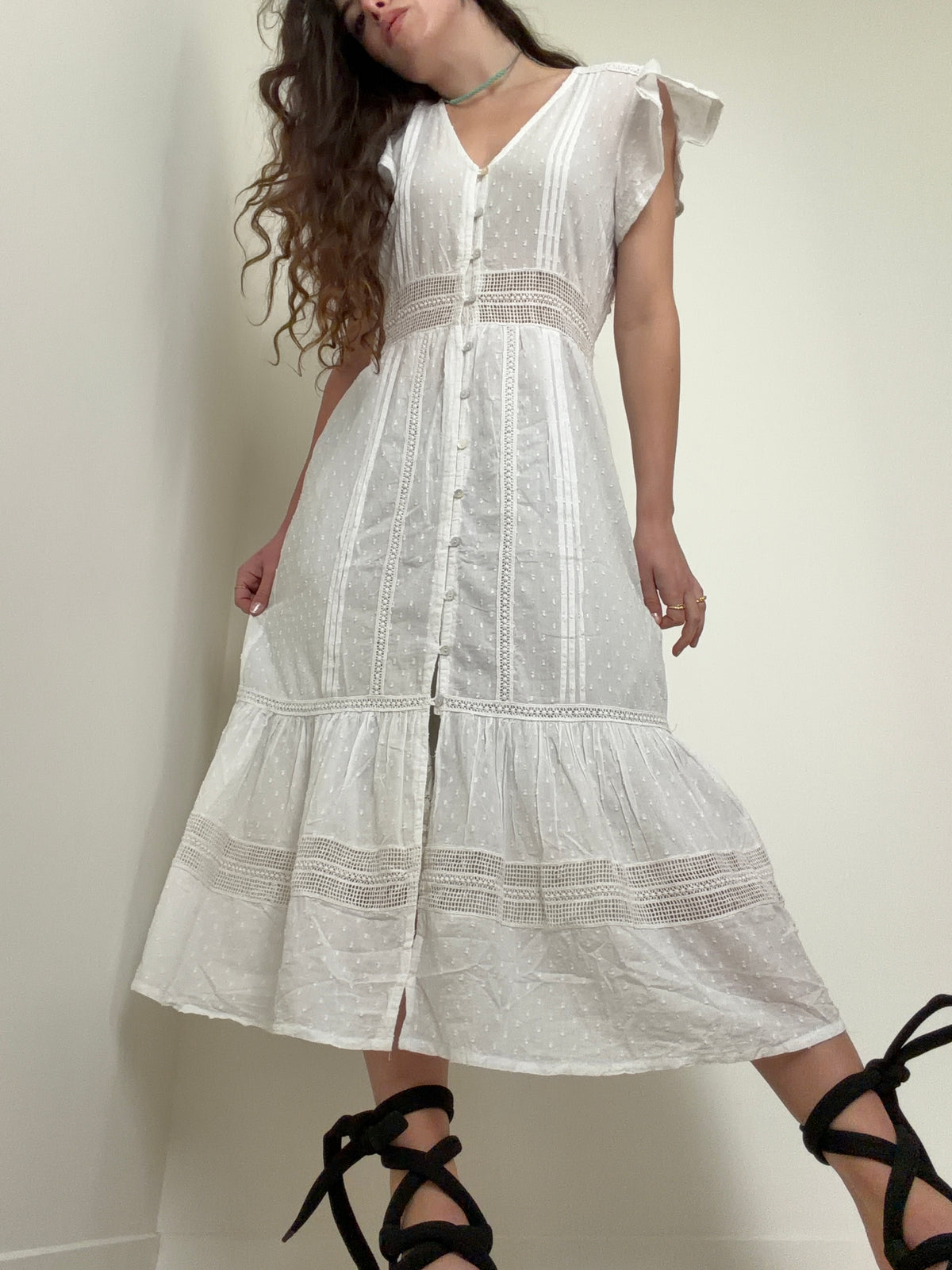 Nyla Beach Midi Dress White