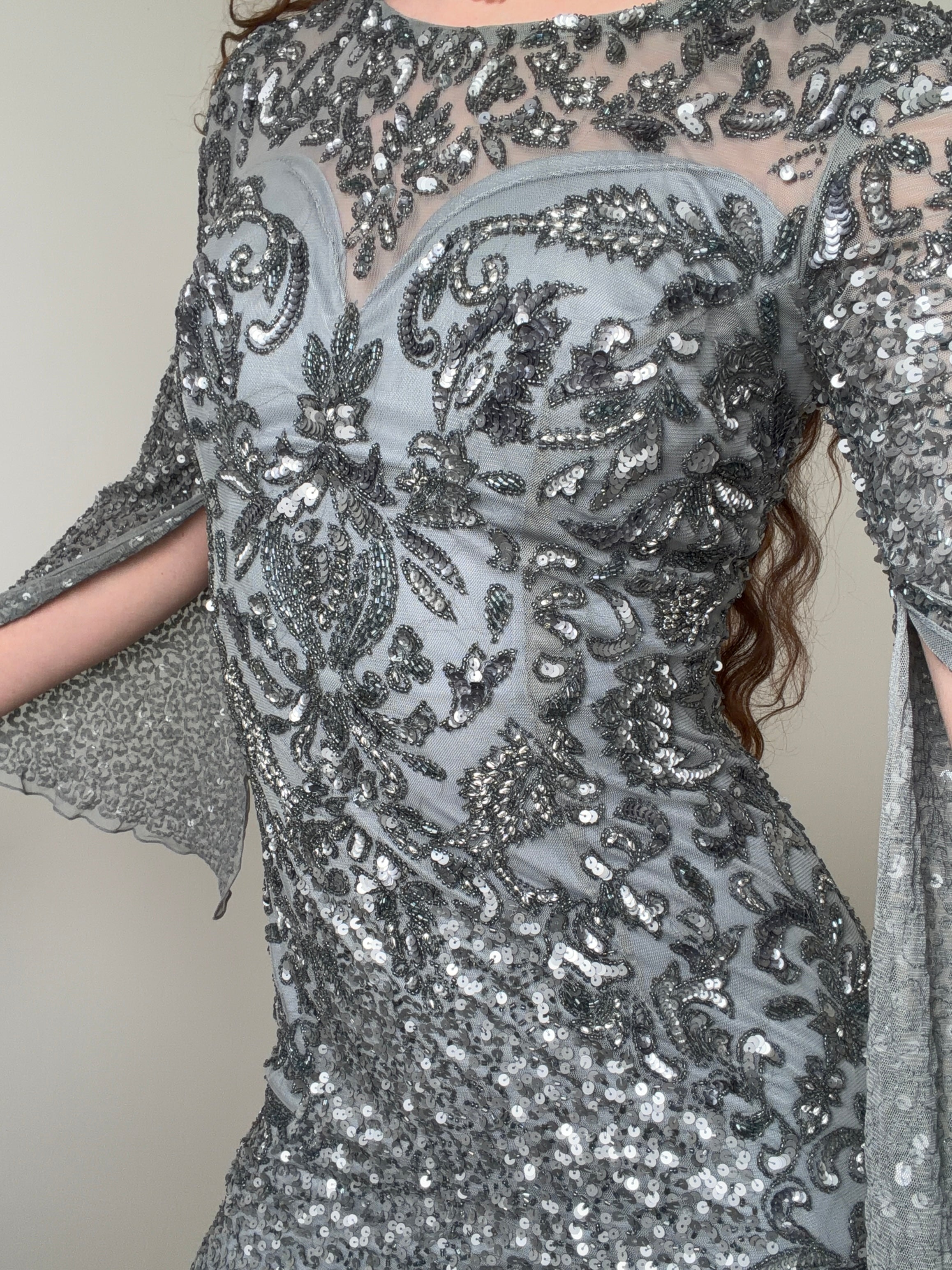 Dove Split Sleeve Sequin Dress