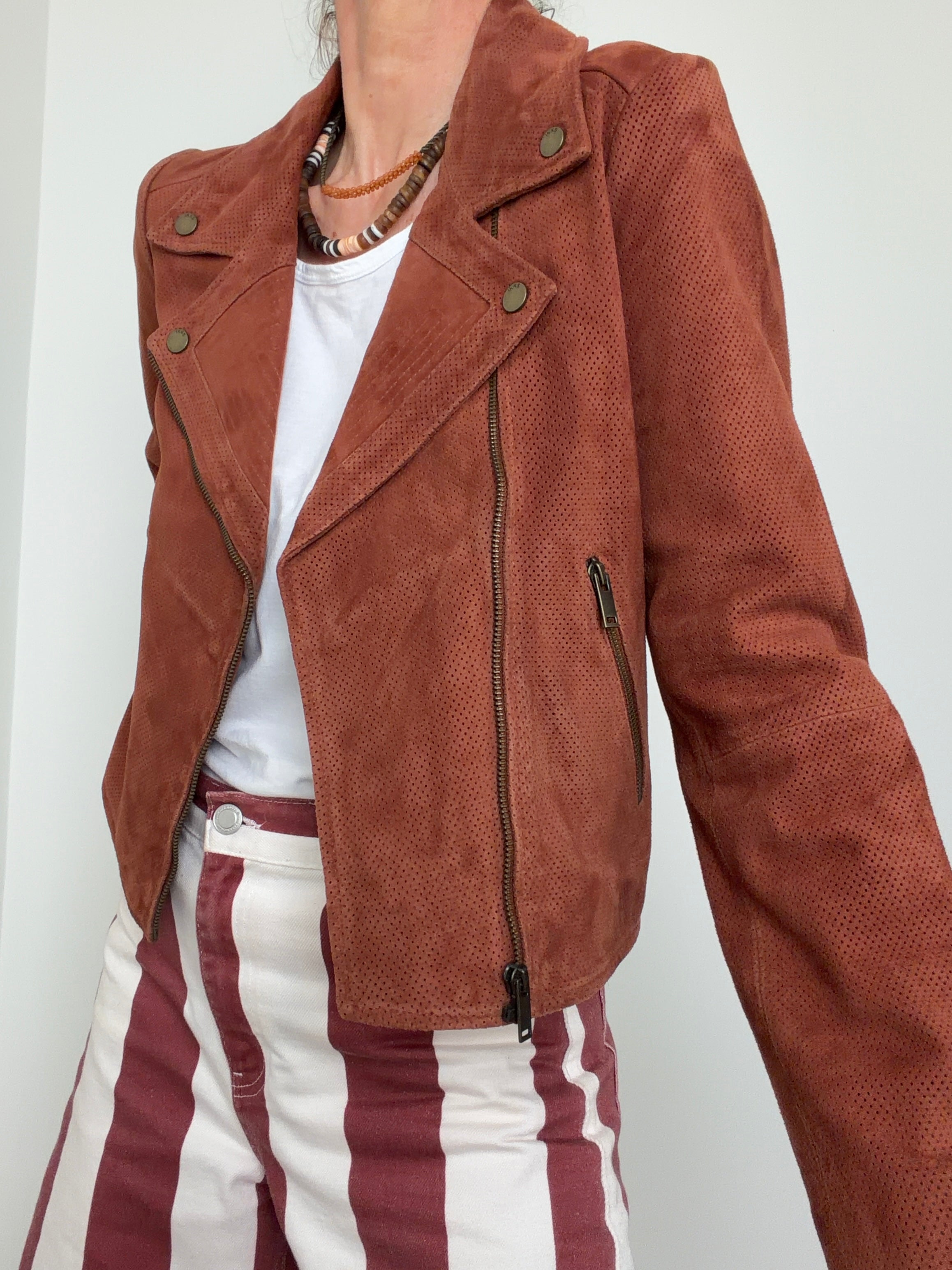 Perforated Suede Biker Jacket
