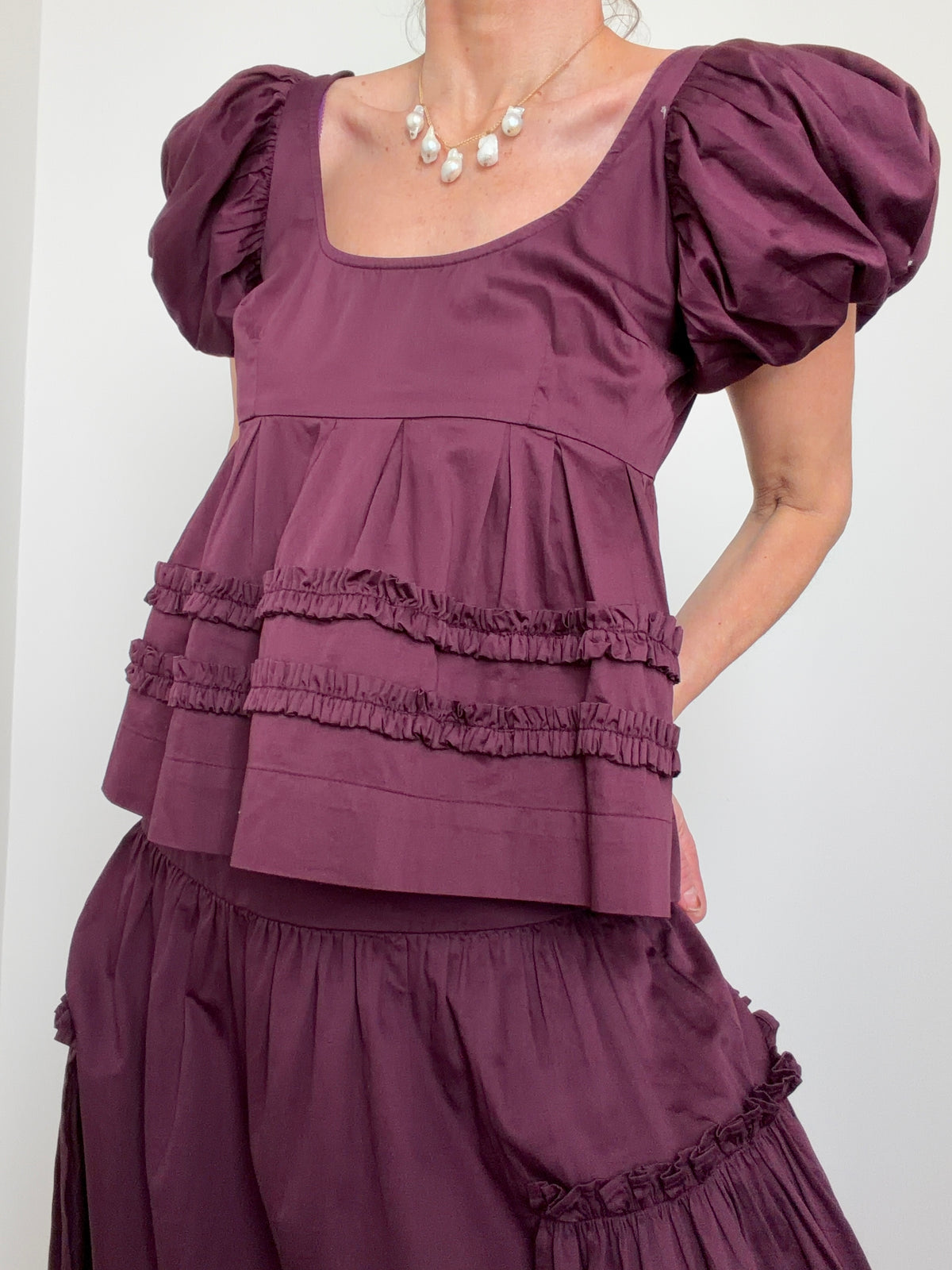 Layla Shirred Top Plum