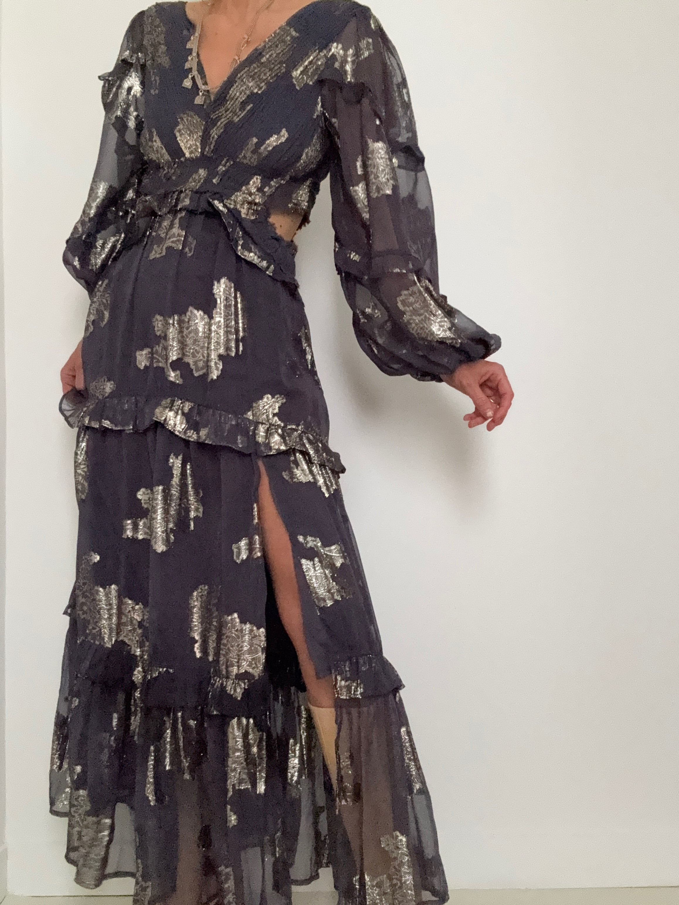 Lurex Floral Maxi Dress | Dresses