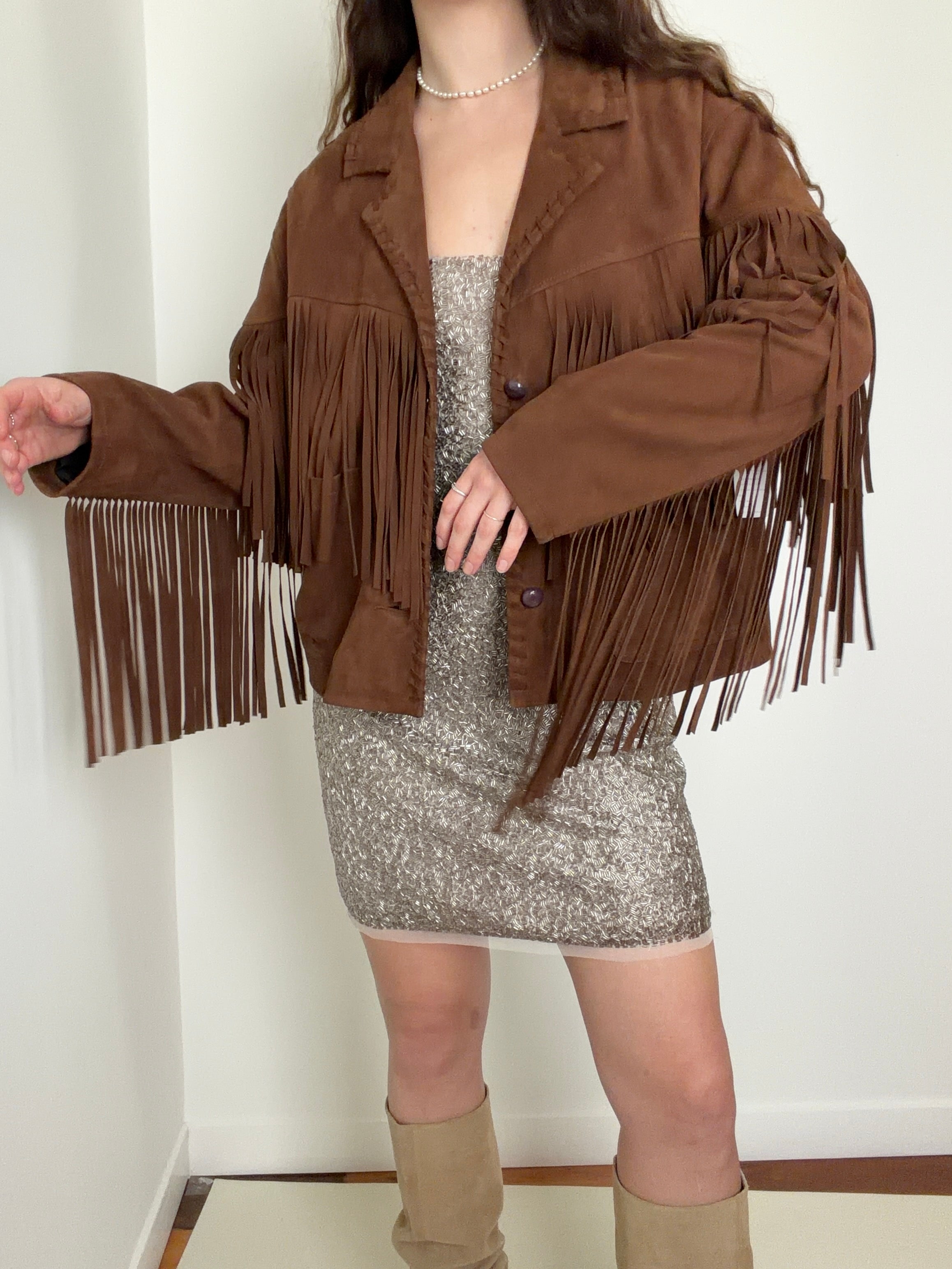 Brown Suede Fringed Jacket