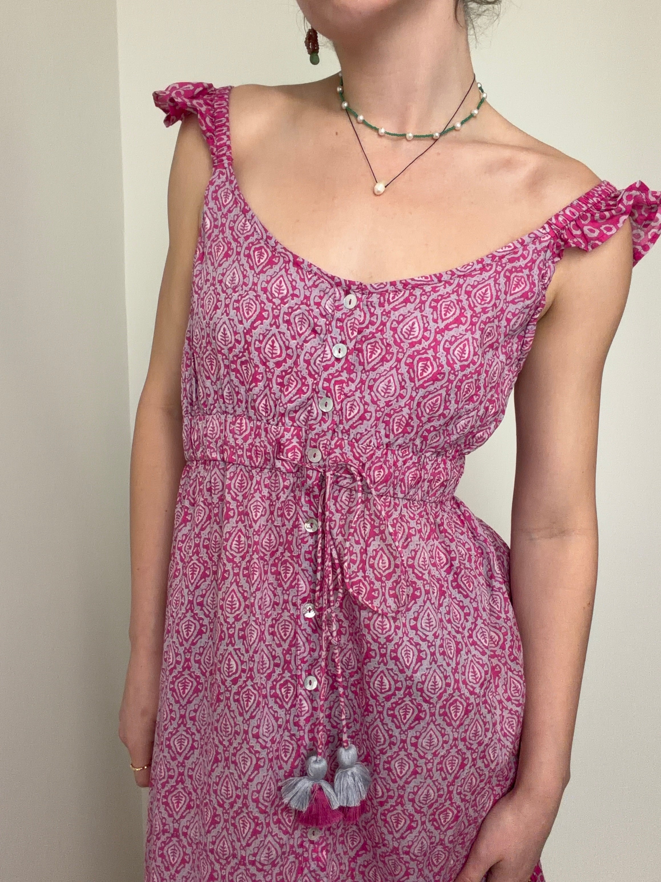 Organic Cotton Button Maxi Pink