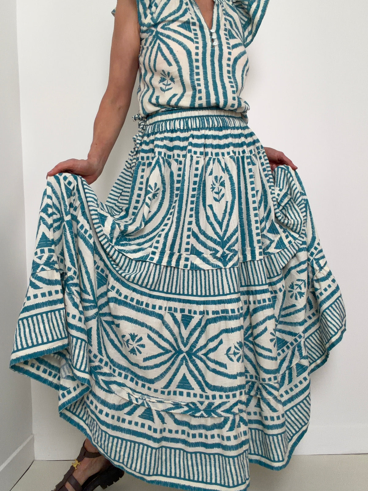 Teal Print Skirt