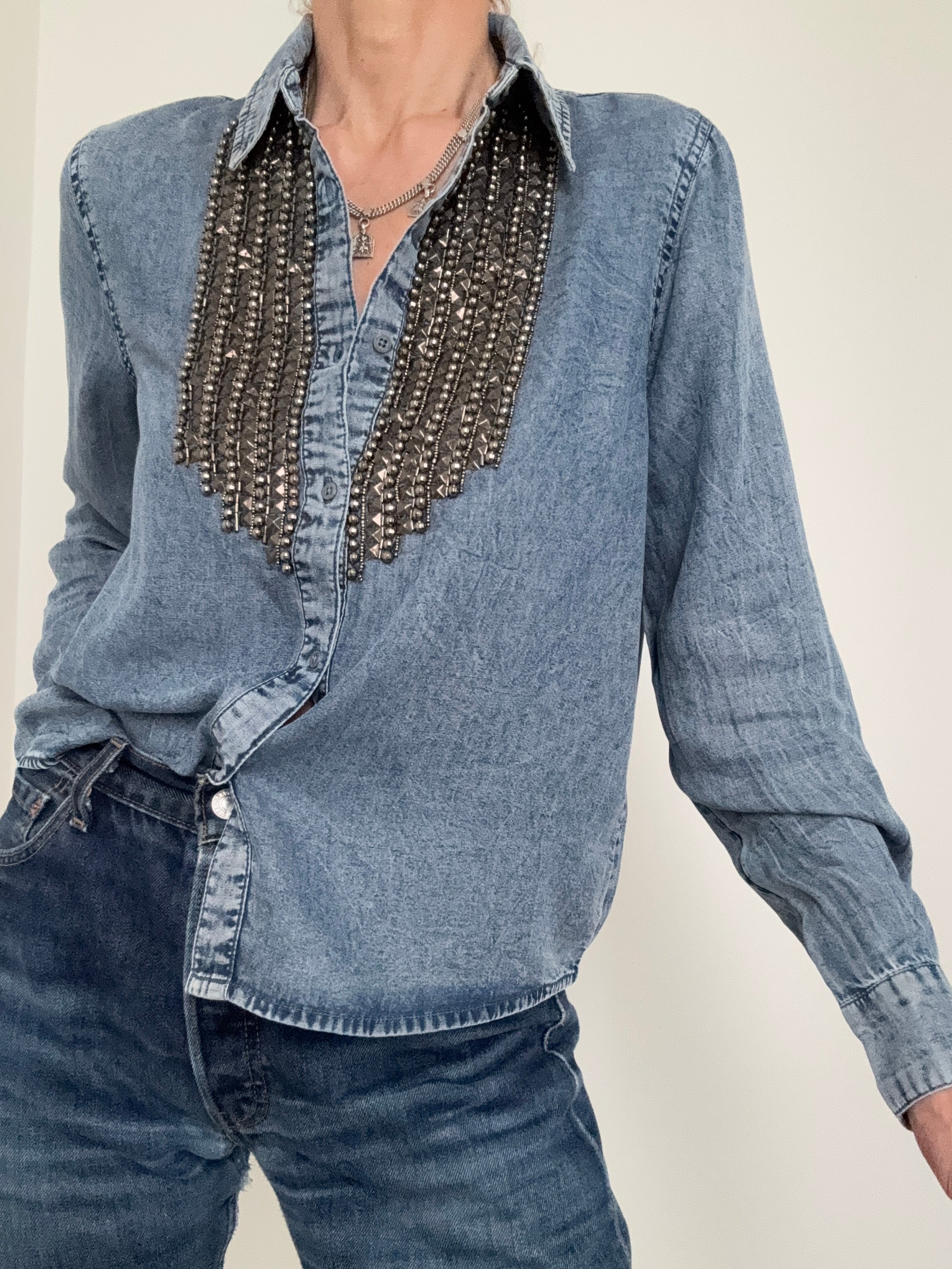 Camisa Metallic Denim