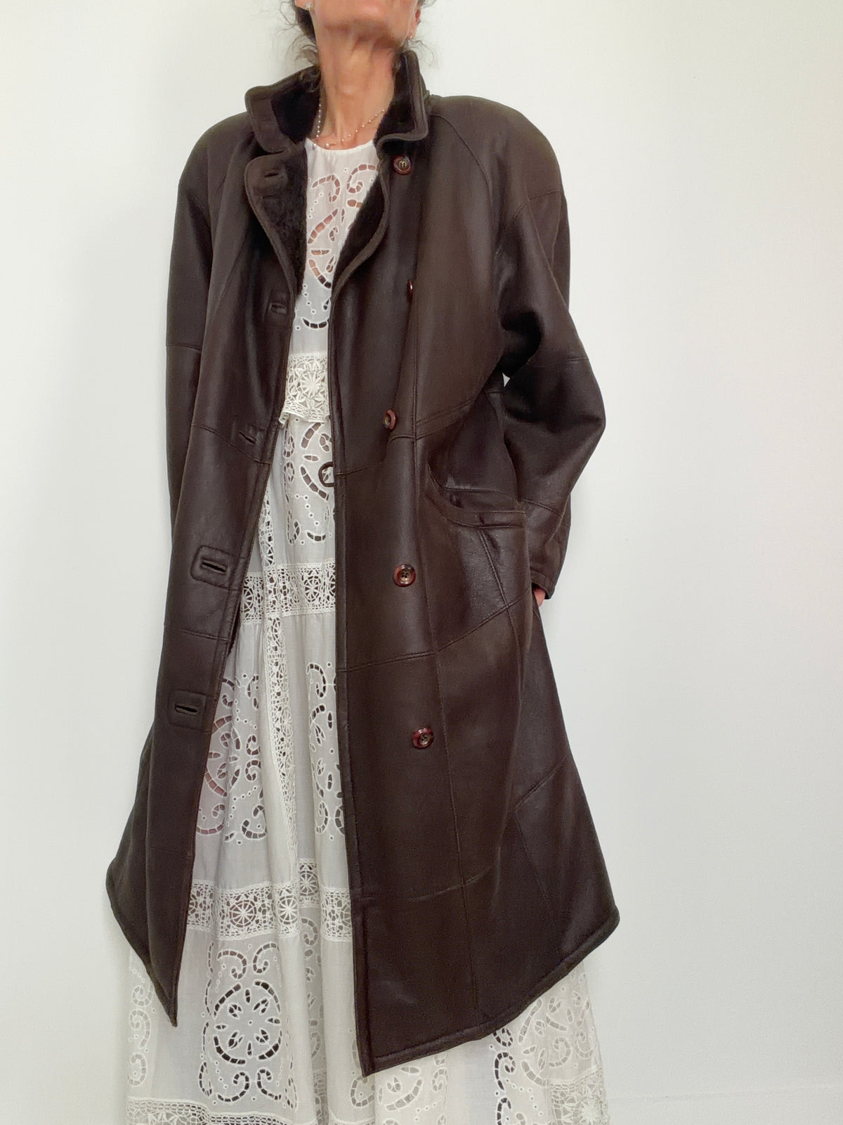Vintage 80,s Shearling Maxi Coat
