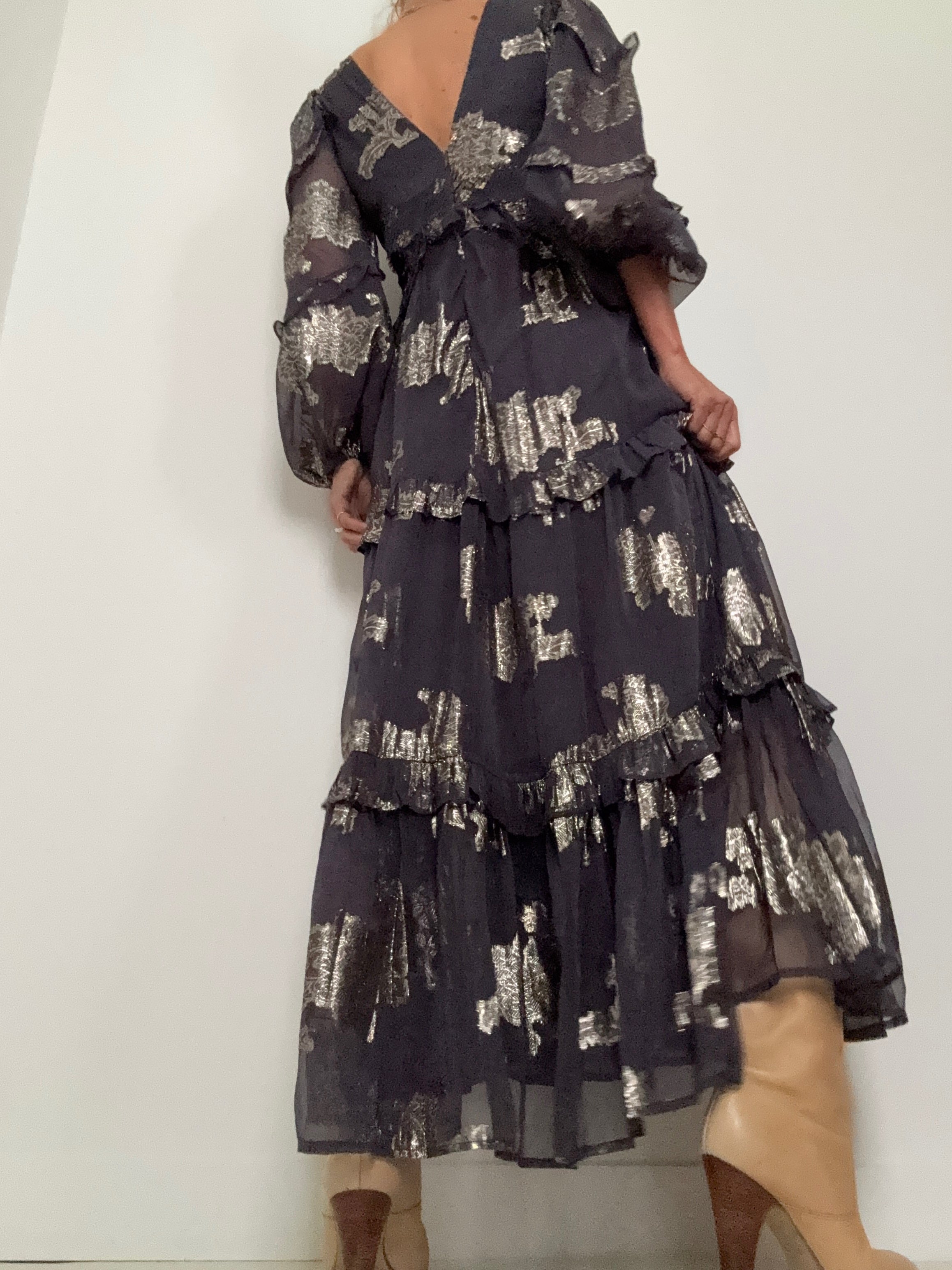 Lurex Floral Maxi Dress | Dresses