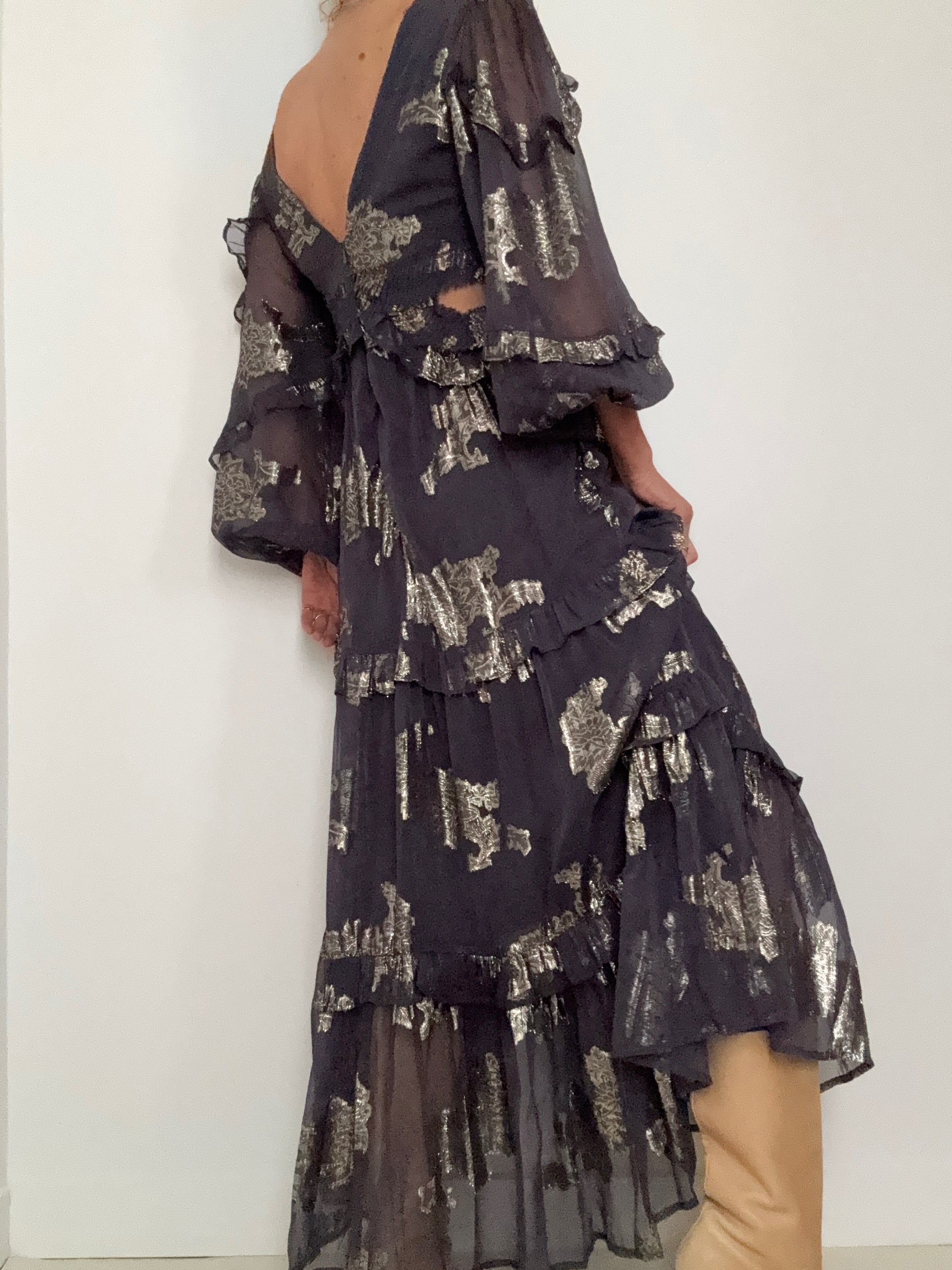 Lurex Floral Maxi Dress | Dresses