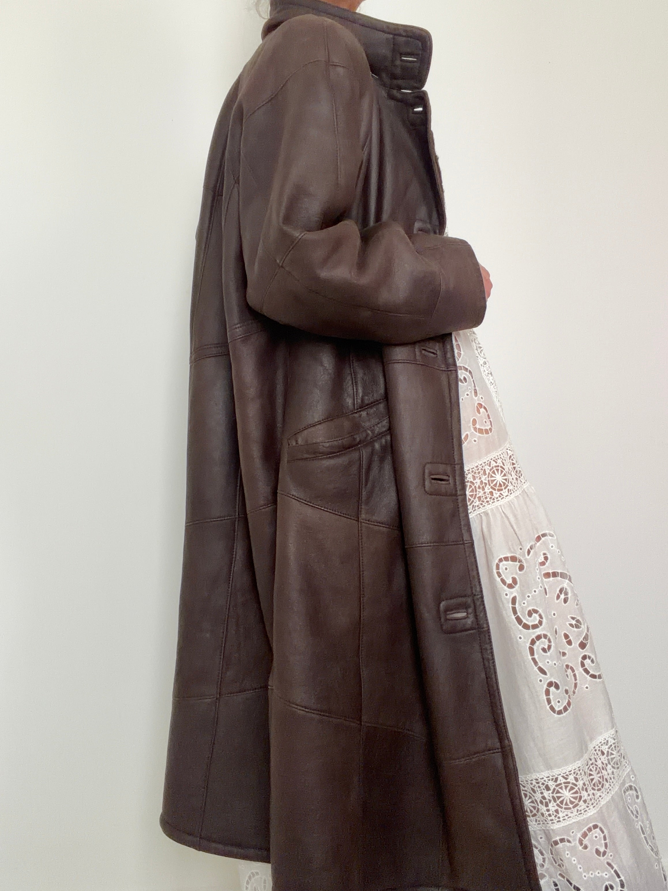 Vintage 80,s Shearling Maxi Coat