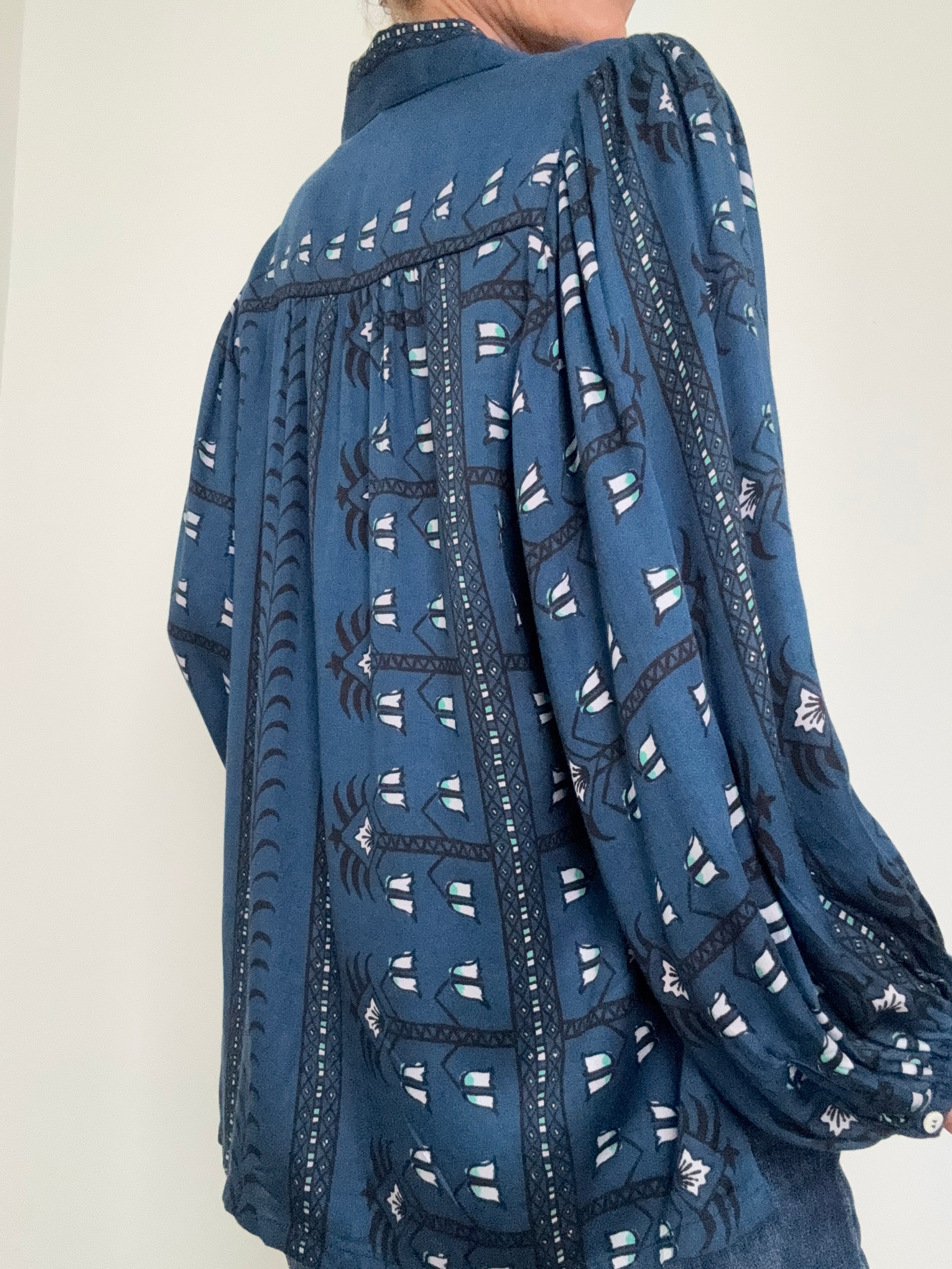 Ink Block Print Blouse