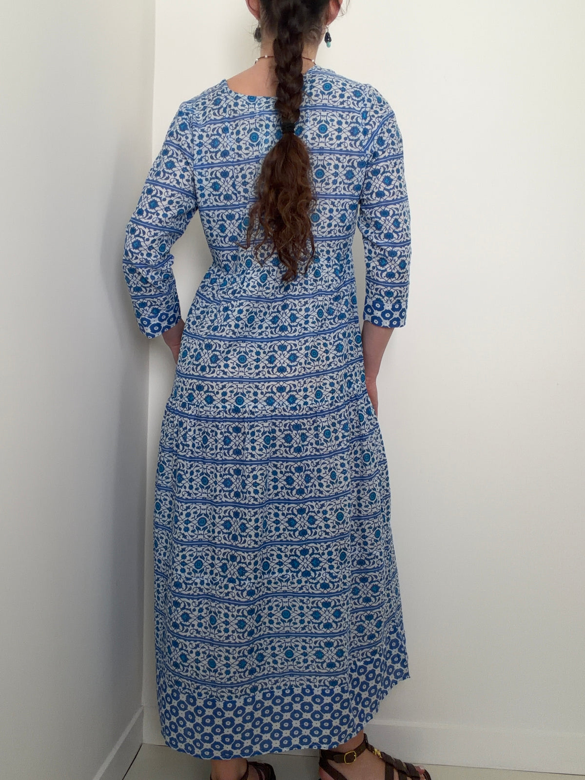 Mykonos Maxi Beach Dress, Blue Floral