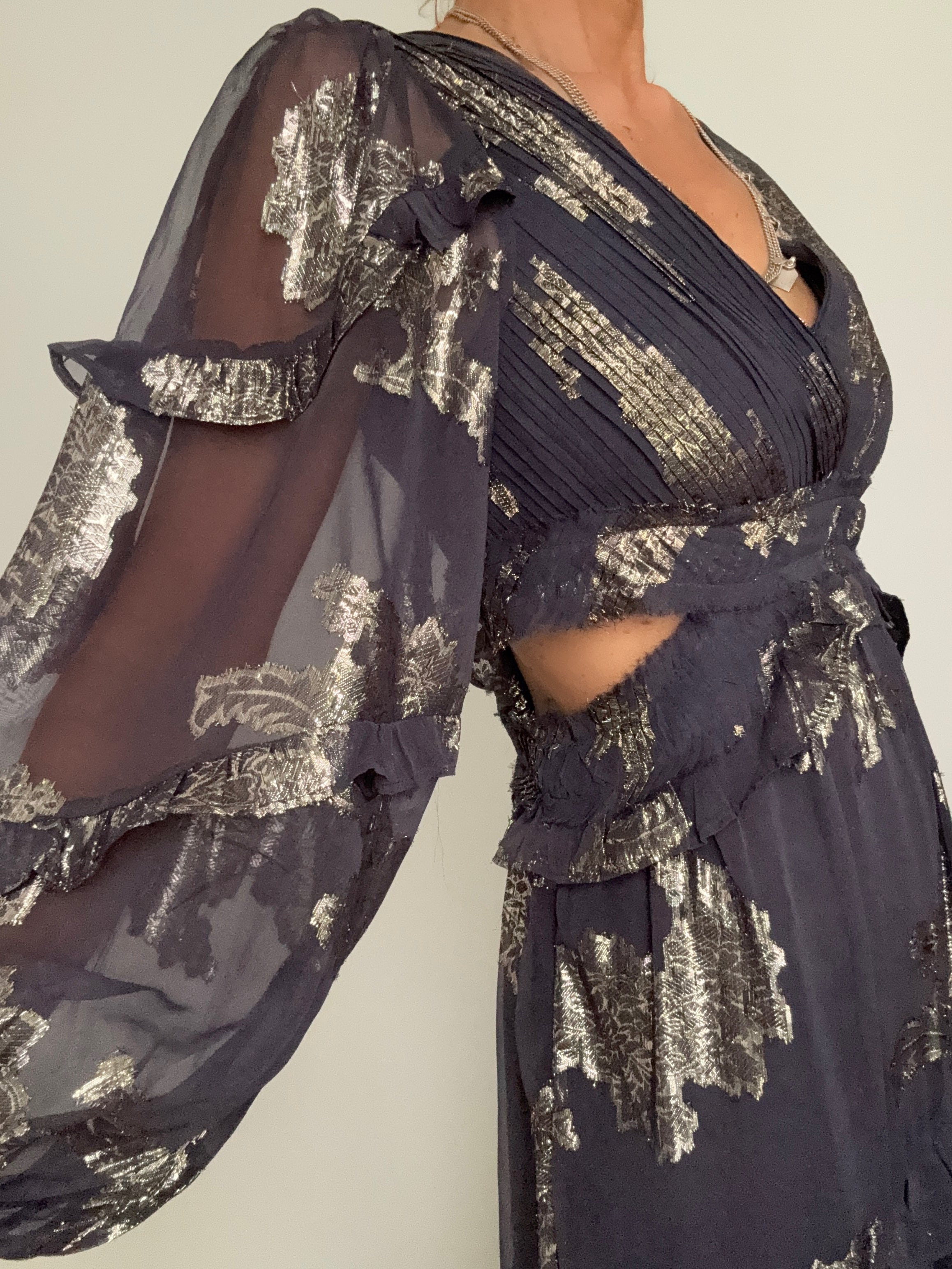 Lurex Floral Maxi Dress | Dresses