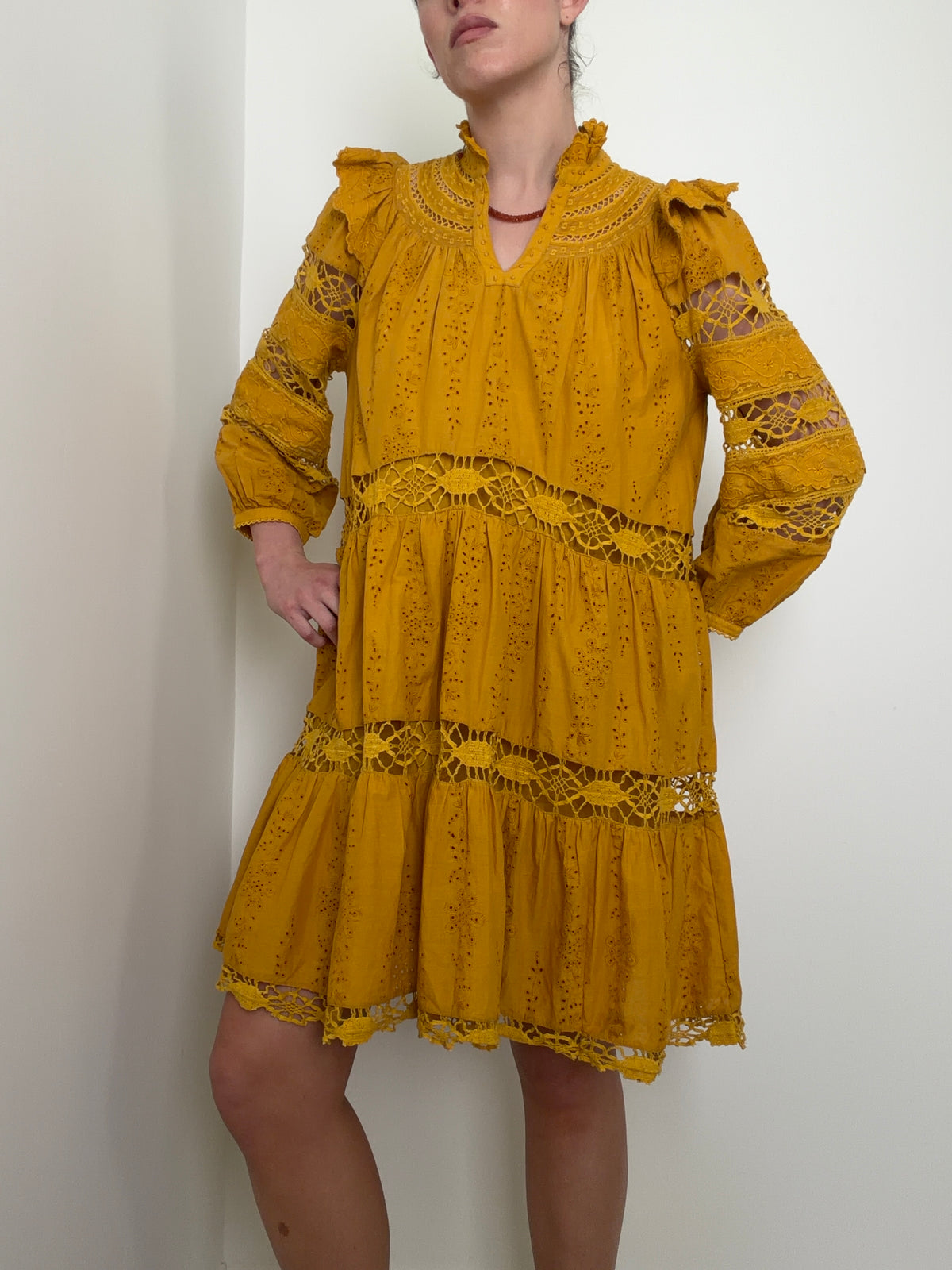 Marigold Prairie Lace Mini Dress