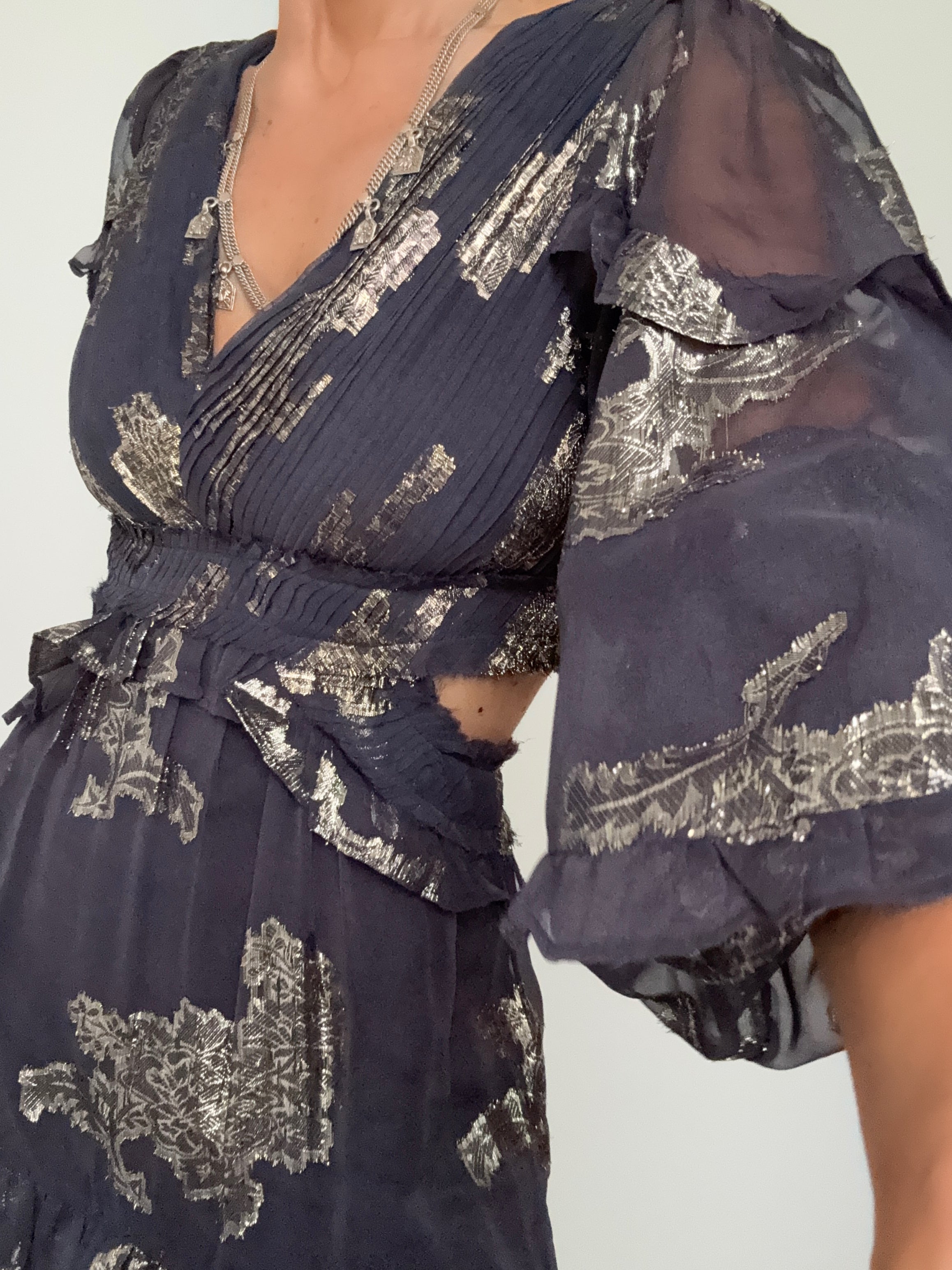 Lurex Floral Maxi Dress | Dresses