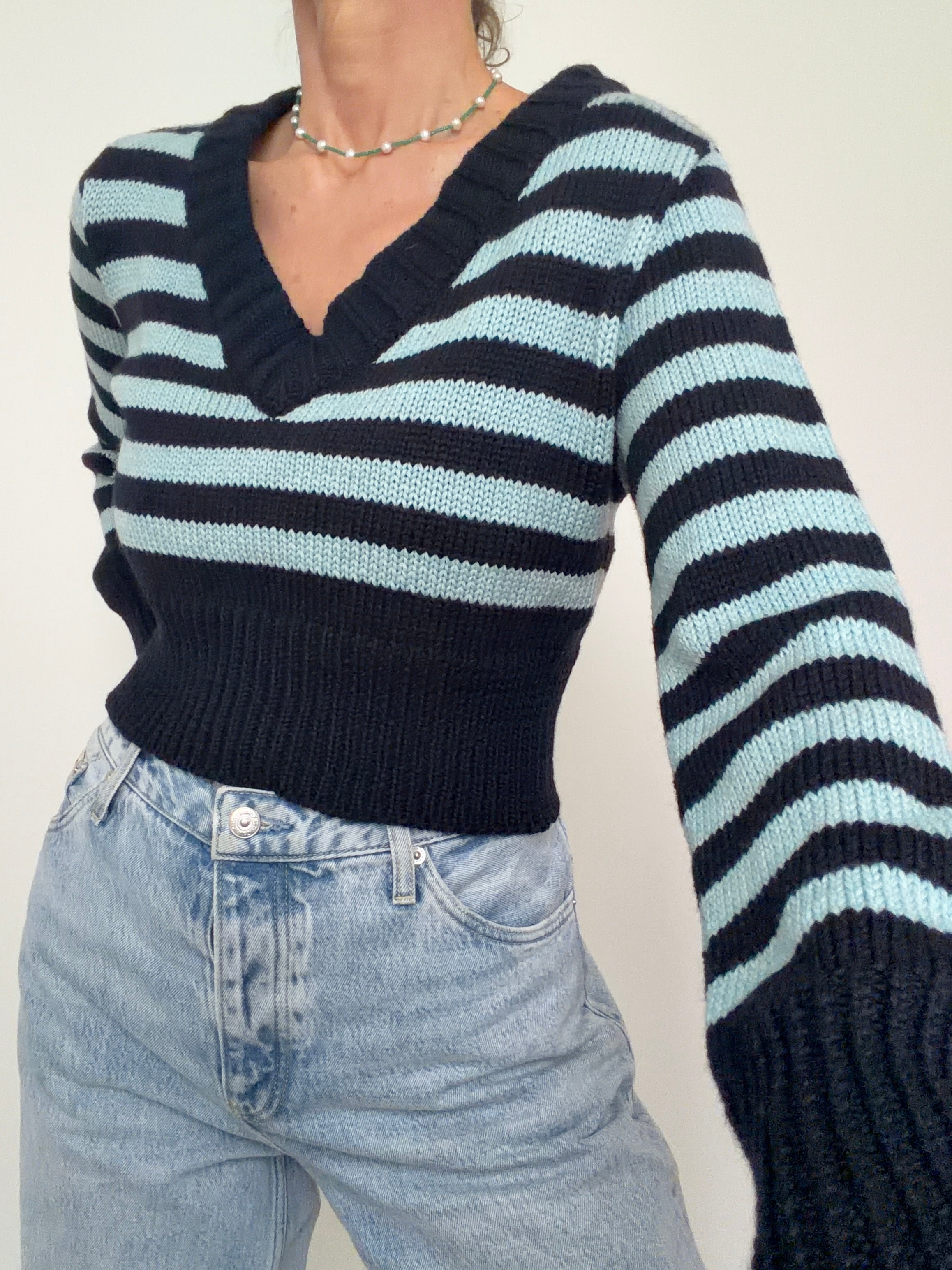 Retro Stripe Crop Knit