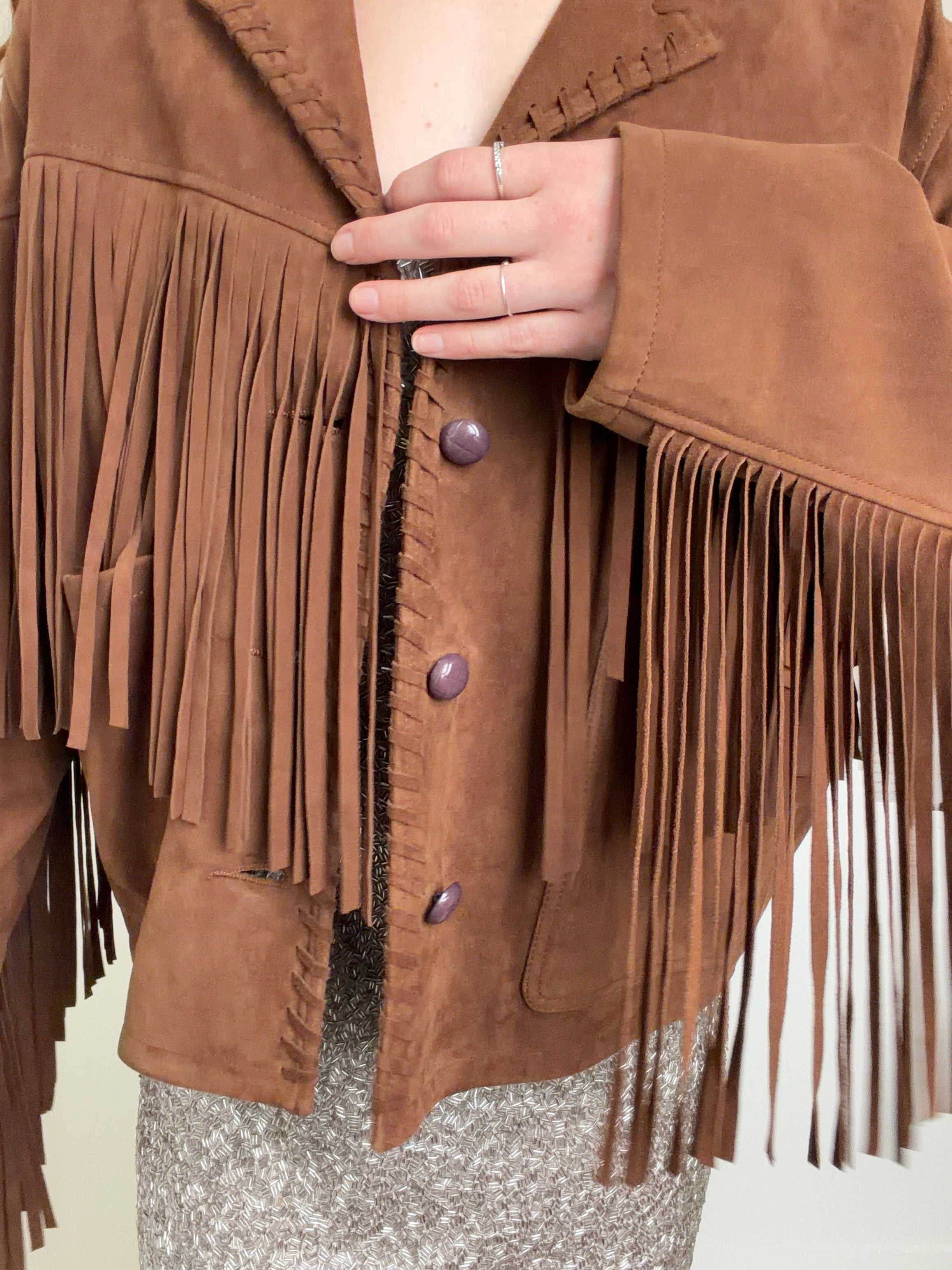 Brown Suede Fringed Jacket