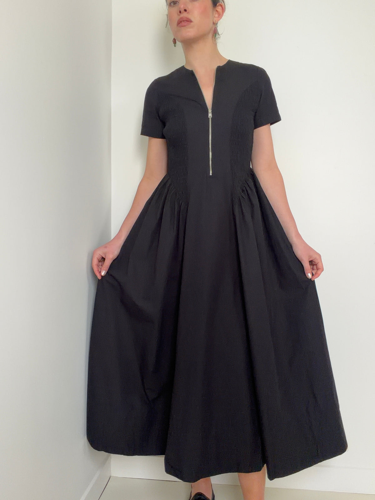 Sheena Cotton Midi Dress Black