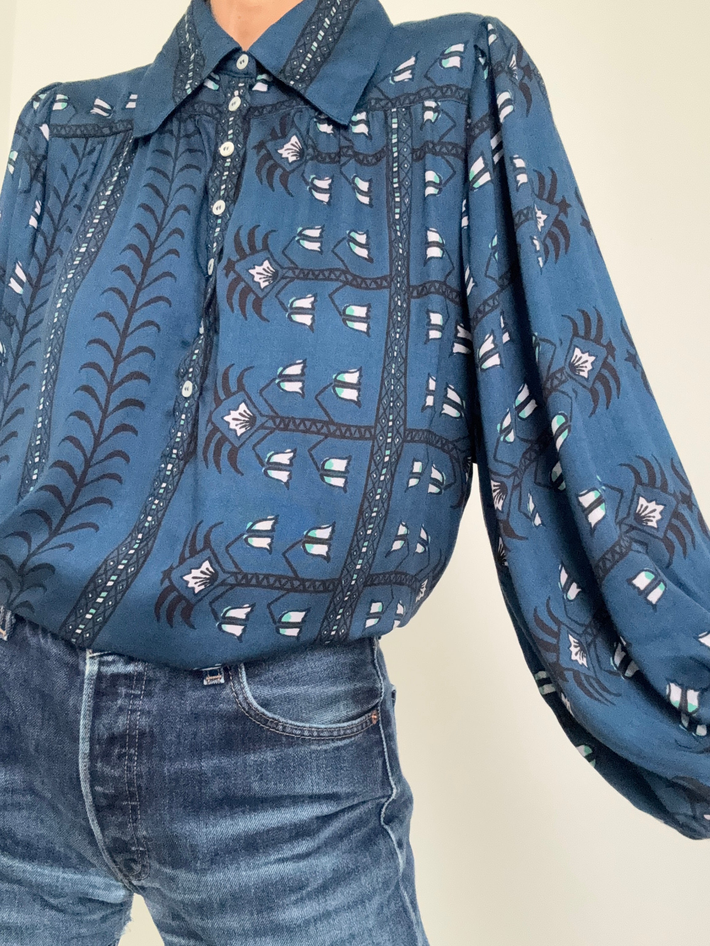 Ink Block Print Blouse
