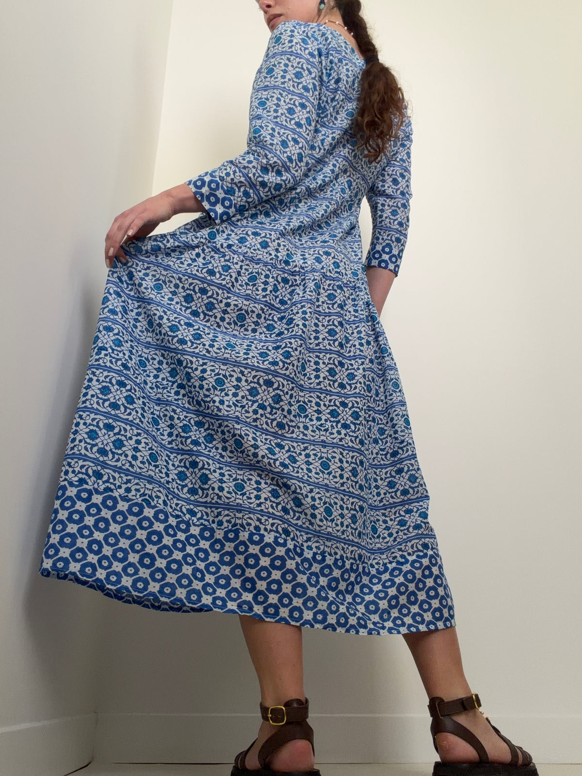 Mykonos Maxi Beach Dress, Blue Floral