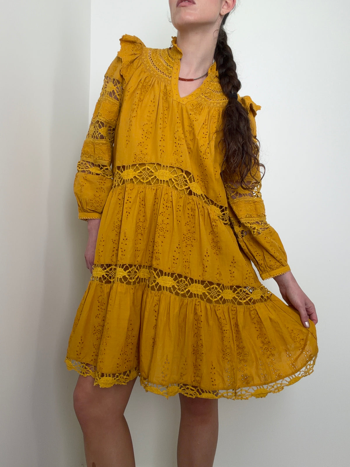 Marigold Prairie Lace Mini Dress