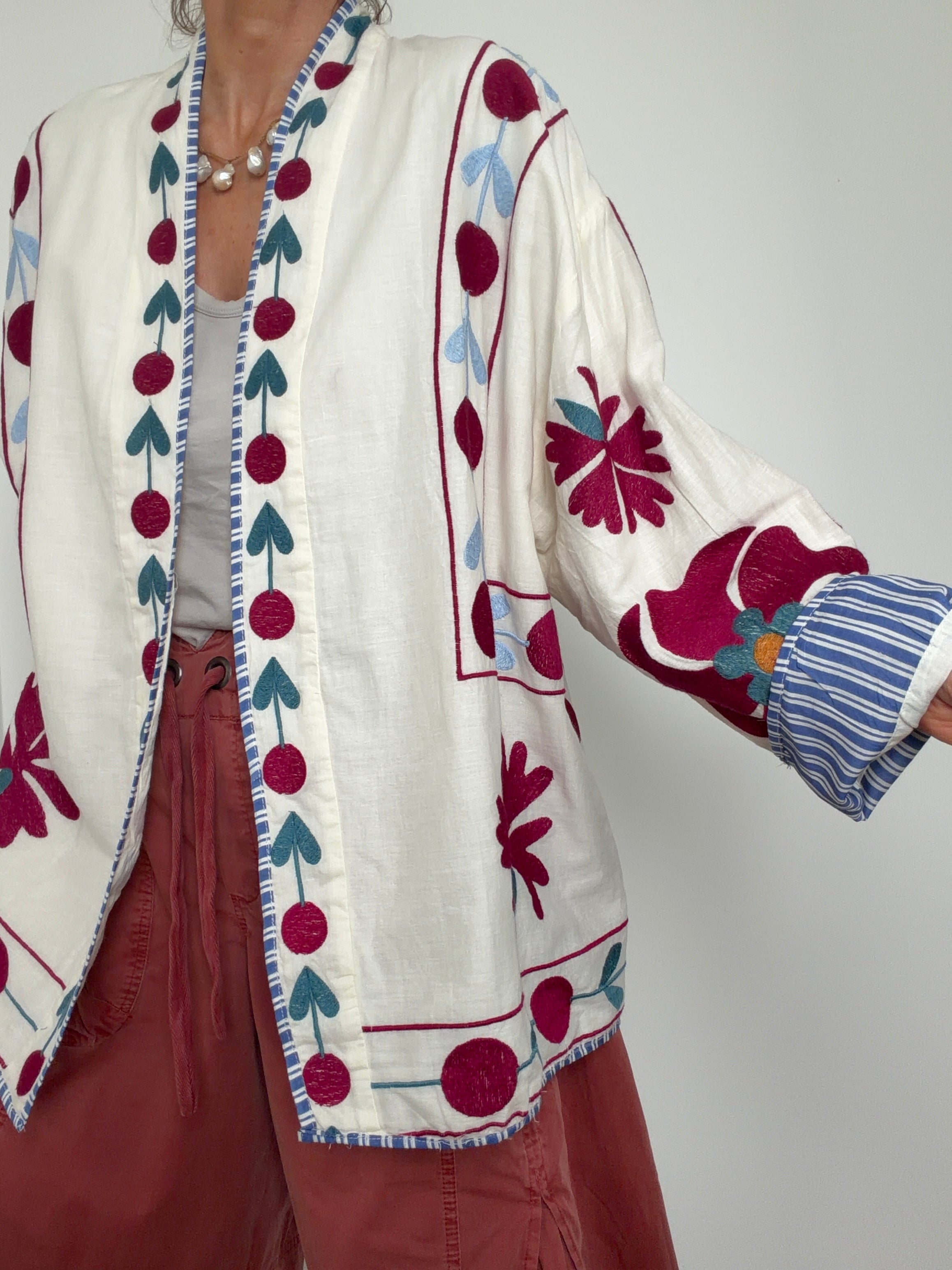 Fuchsia Folk Kimono Jacket