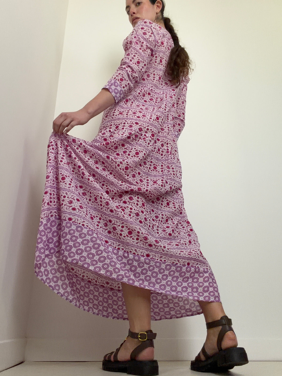 Mykonos Maxi Beach Dress, Pink Floral