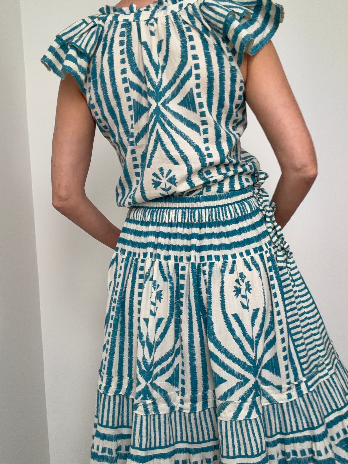 Teal Print Blouse