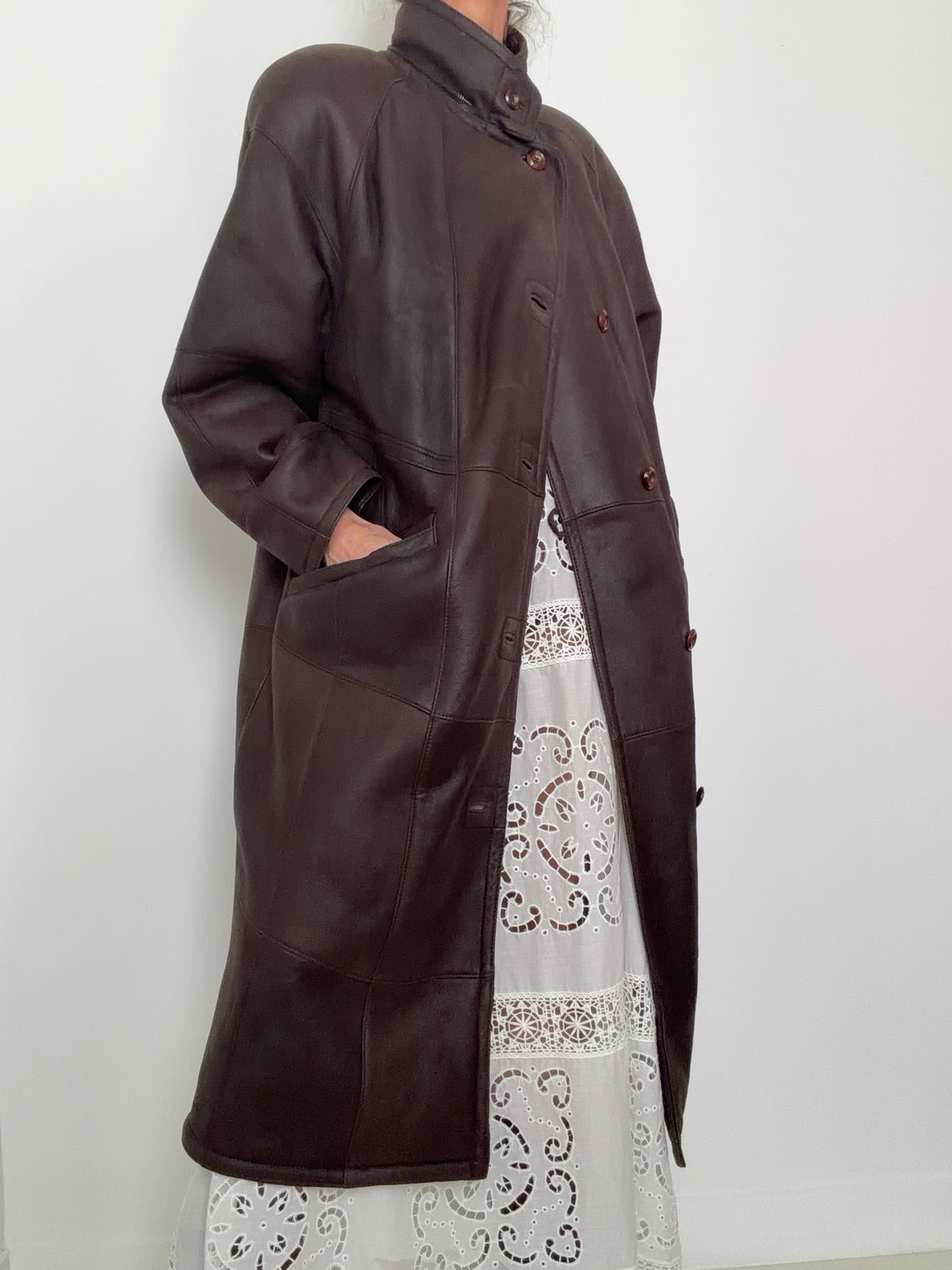 Vintage 80,s Shearling Maxi Coat
