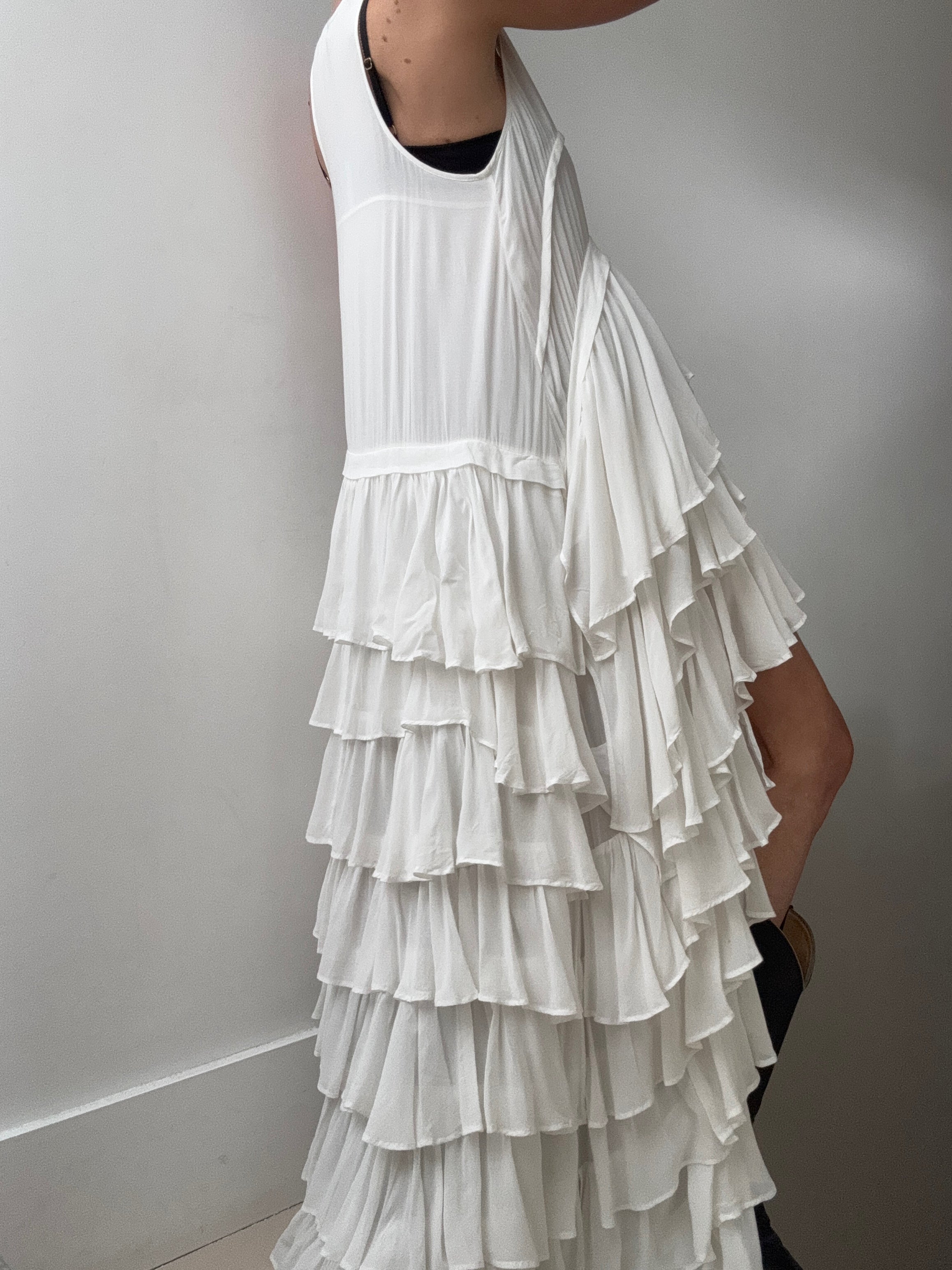 Cavarly Tiered Ruffle Maxi Dress Cream | Dresses