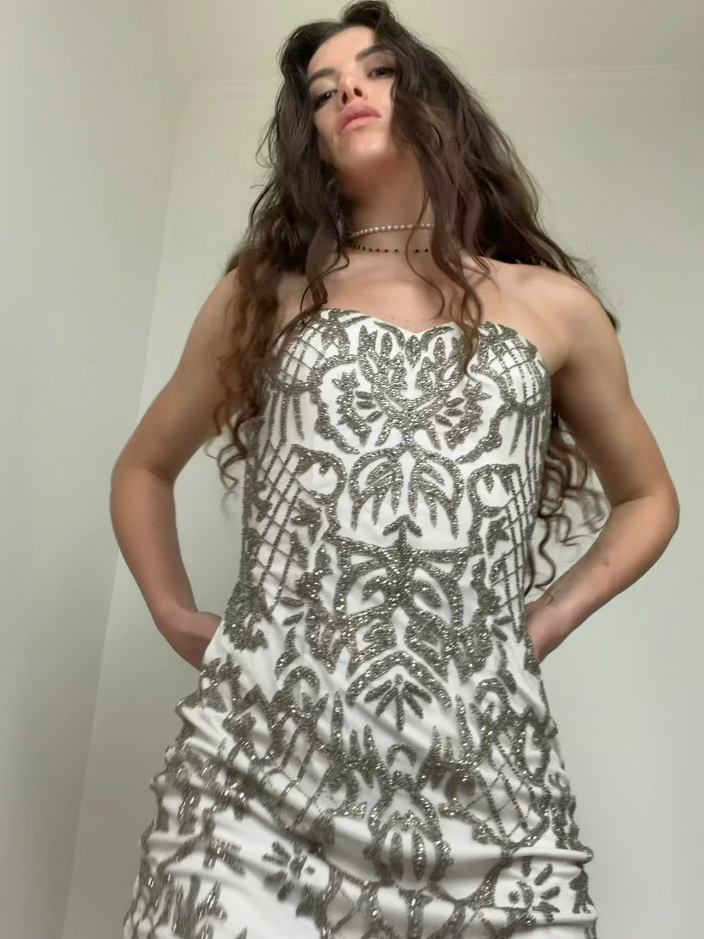 Strapless Silver Sequin Mini