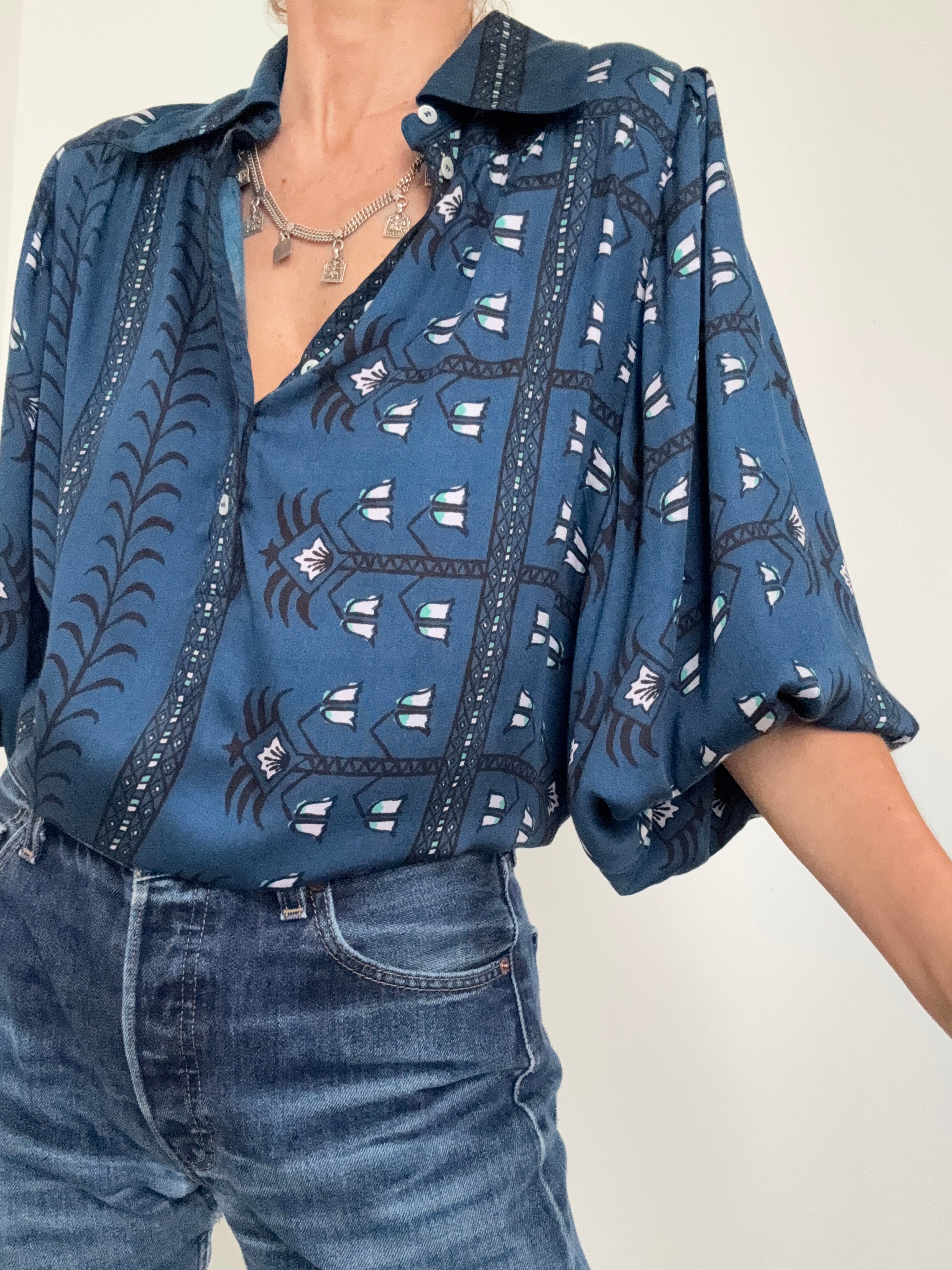 Ink Block Print Blouse