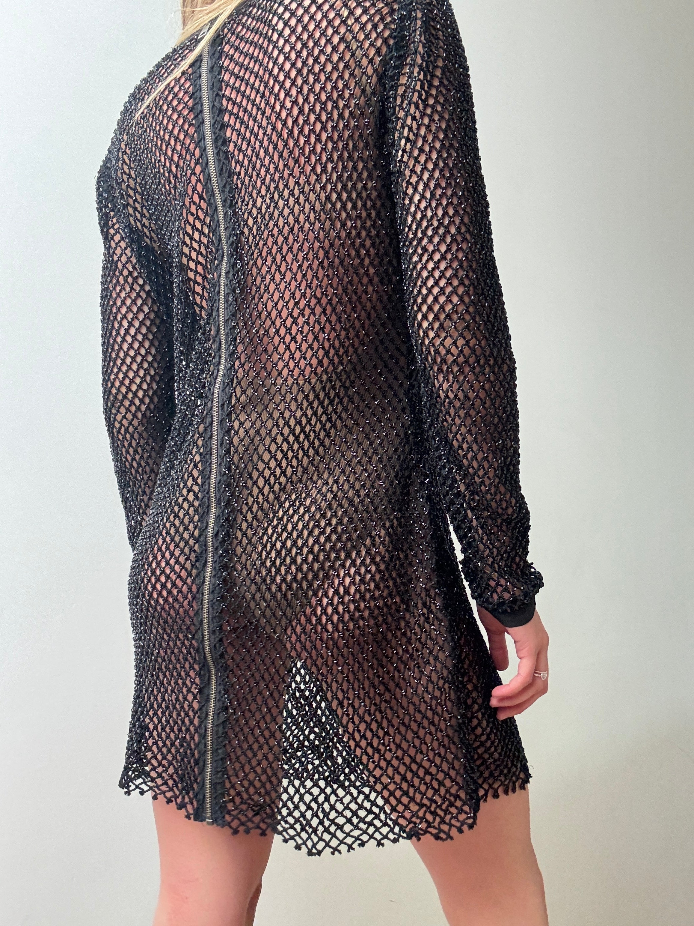 All Saints Beaded Crochet Dress Black | Dresses