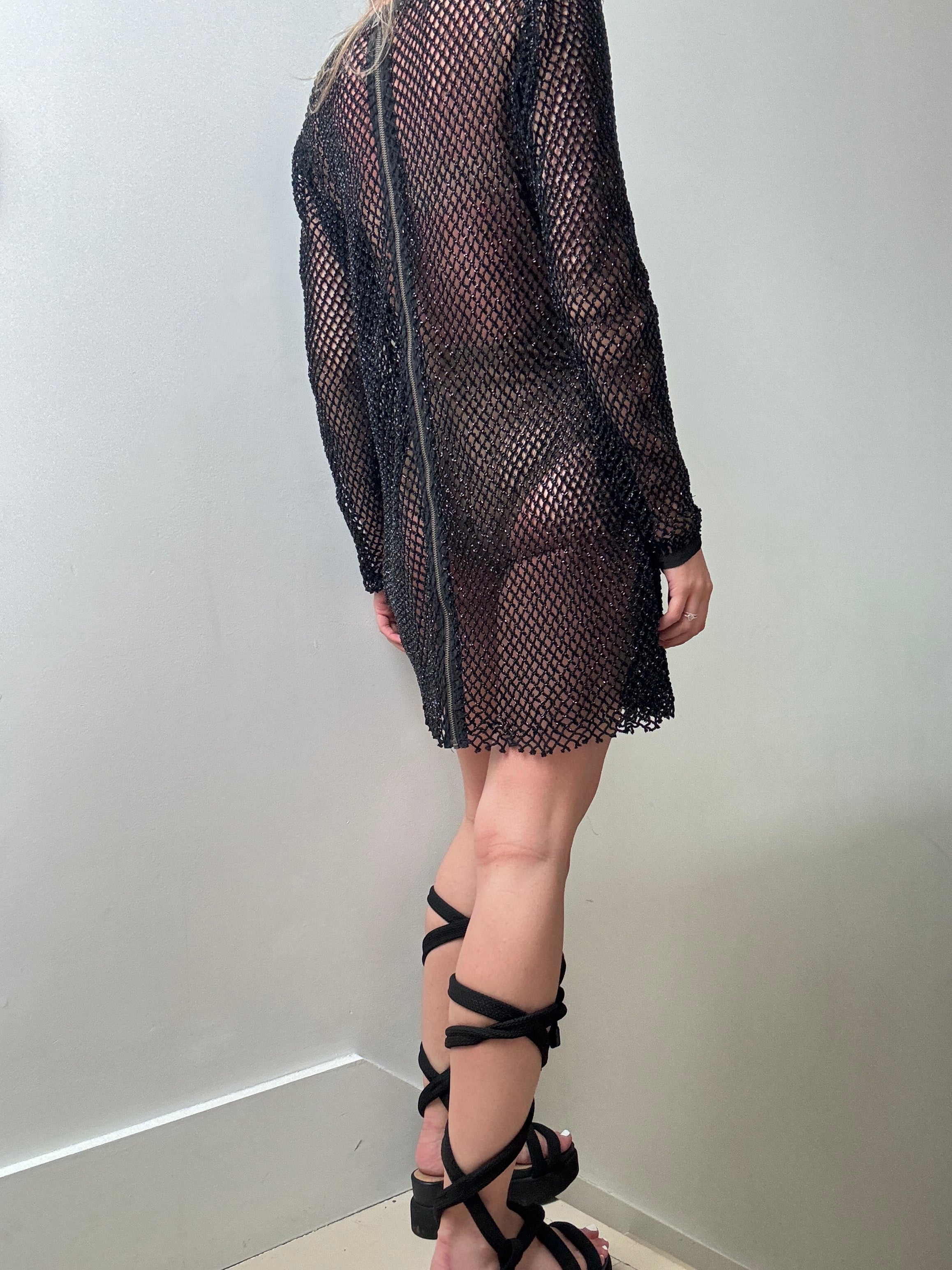 All Saints Beaded Crochet Dress Black | Dresses