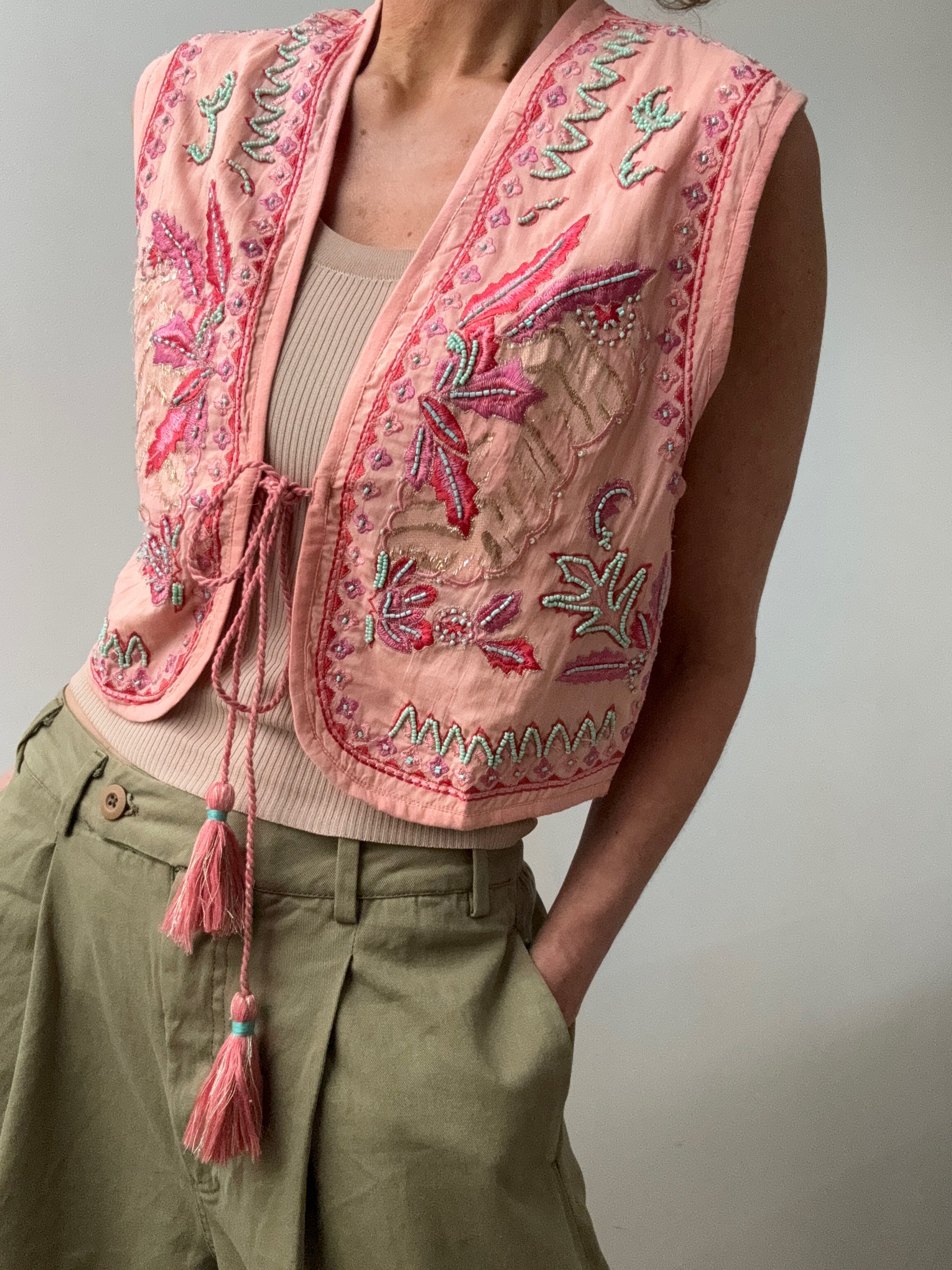 Amina Cotton Vest Pink | Vests