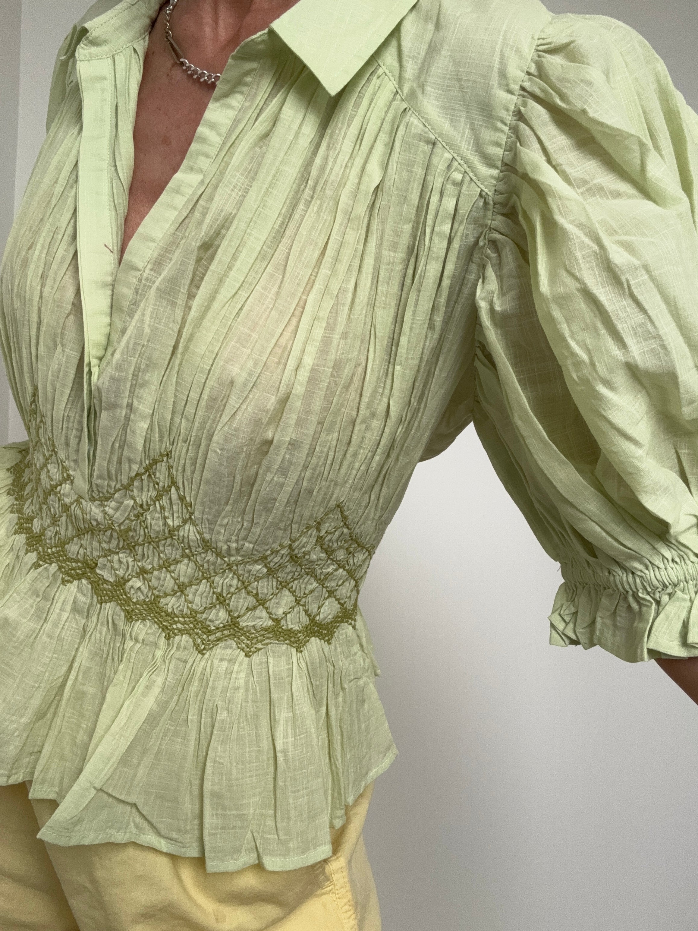 Anthropologie Tops Mint Smocked Shirt