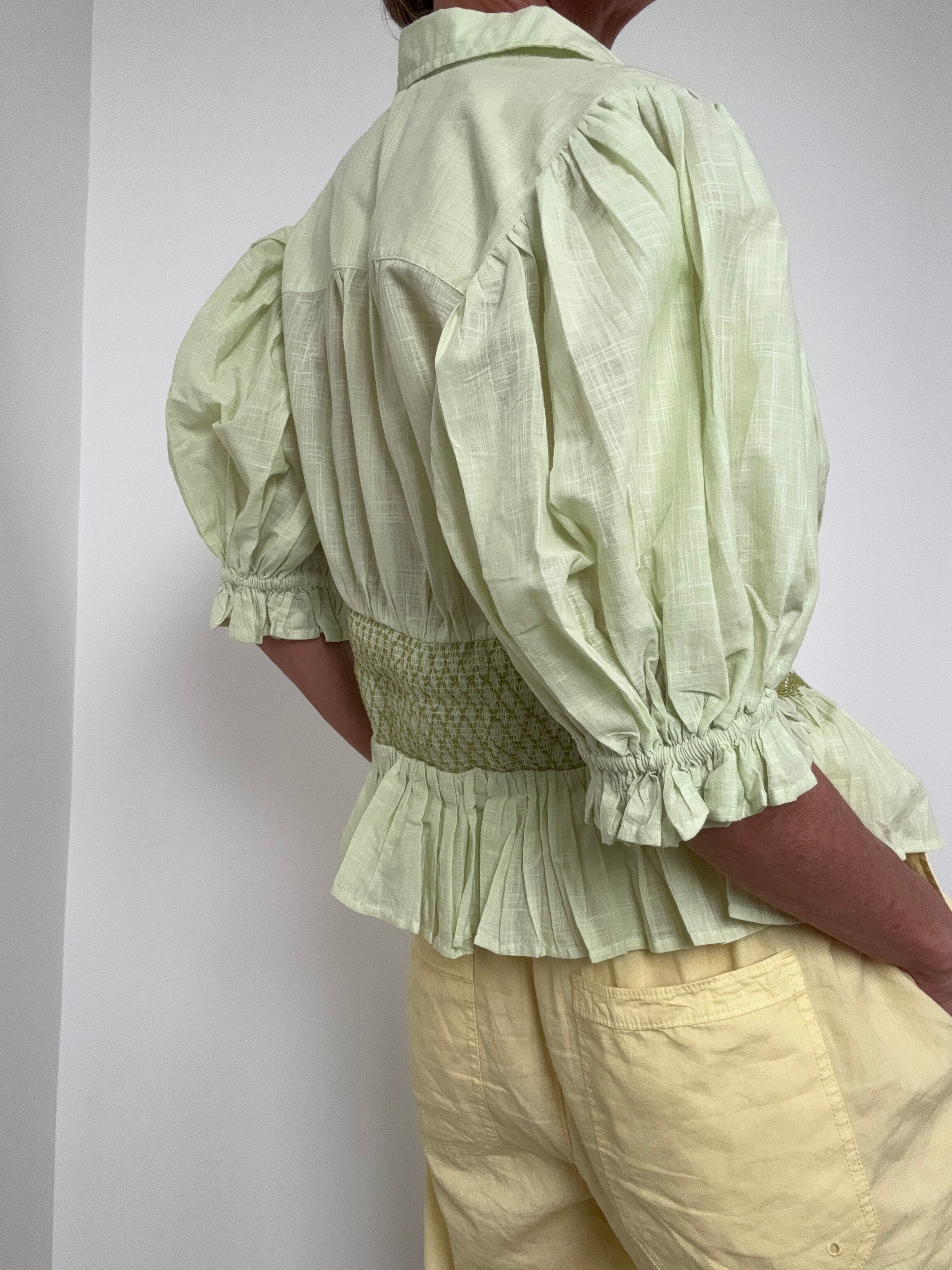 Anthropologie Tops Mint Smocked Shirt