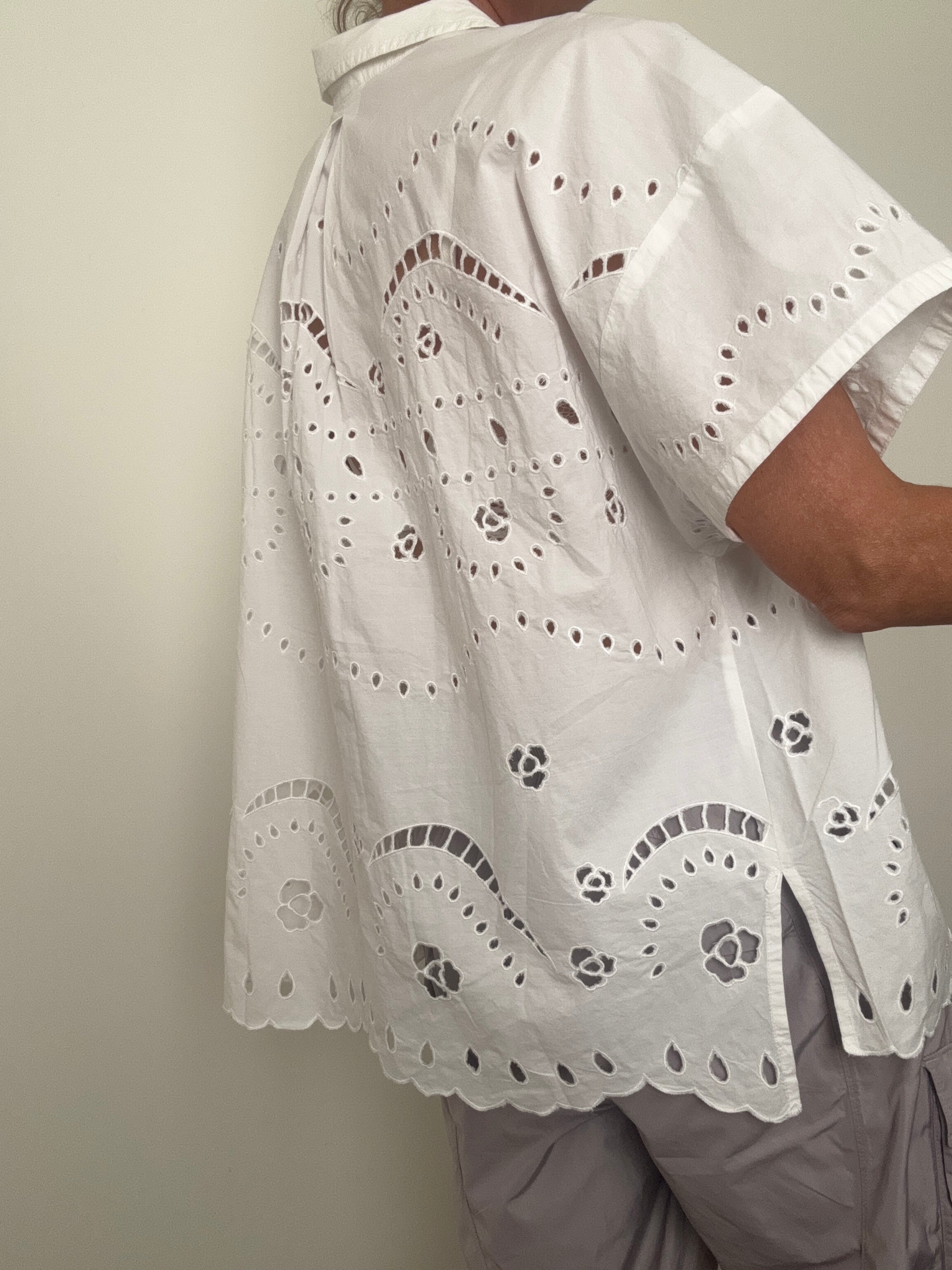 Short Sleeve Broderie Anglaise Shirt | Tops