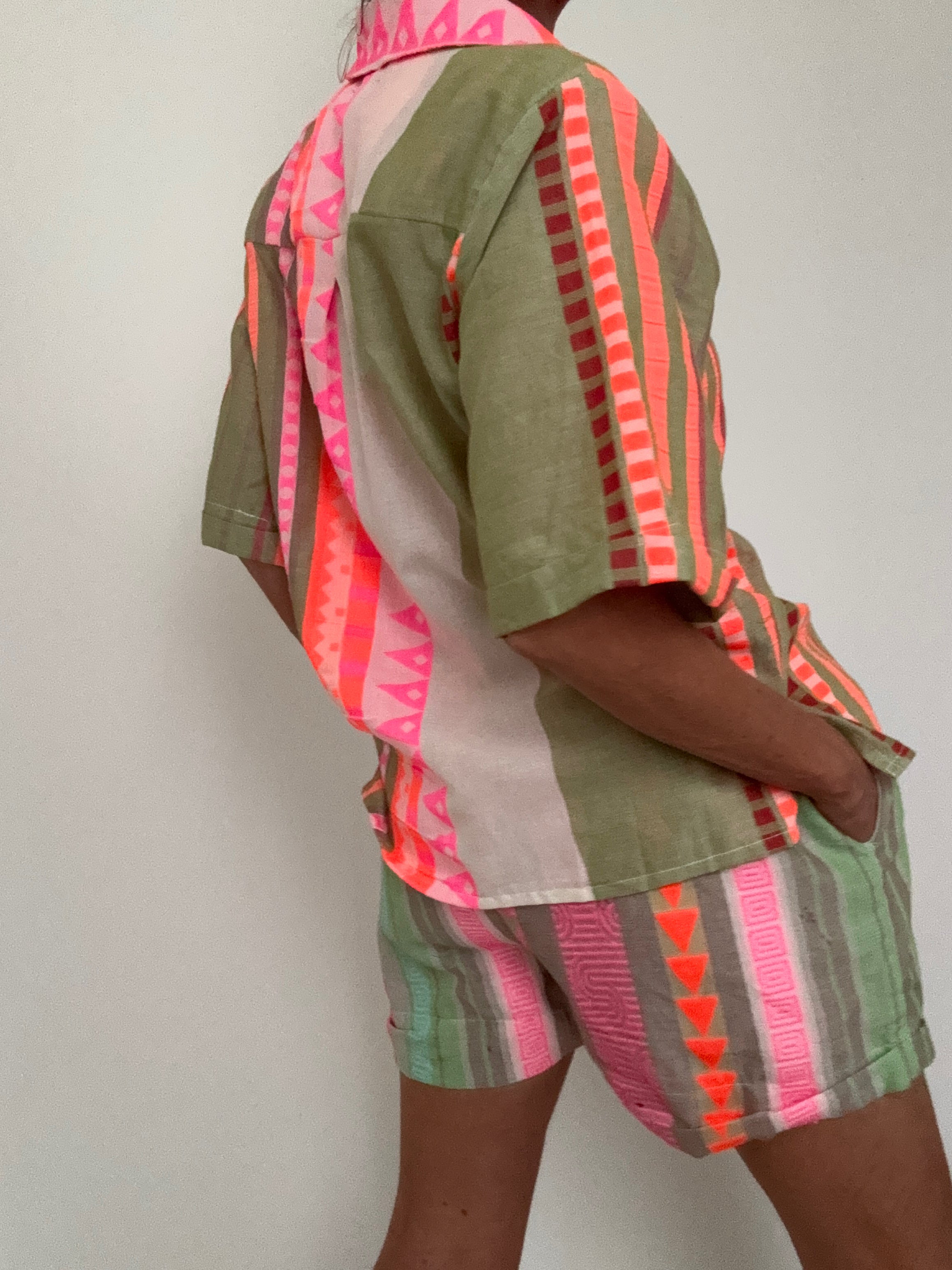 Antica Santoria Tops Furo Green Shorts & Shirt Set Fluro & Green