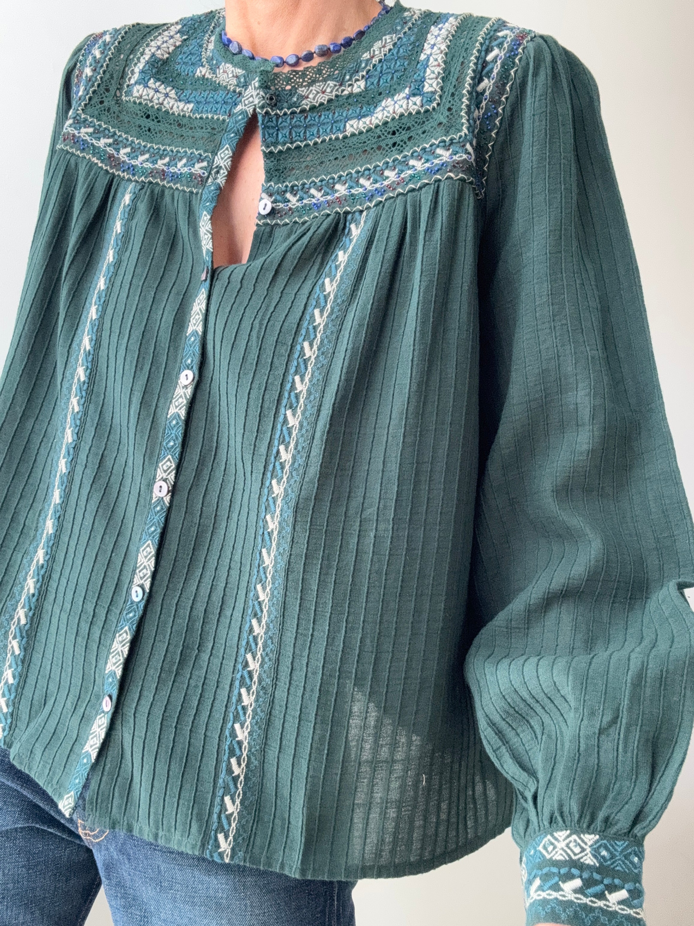 Antik Batik Blouses Small Tamara Blouse Green